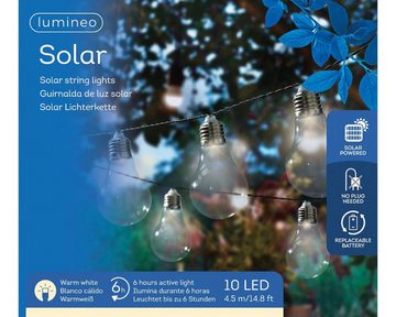 Lumineo LED-Lichterkette, LED Solar Lichterkette Glühbirnen Outdoor Kunststoff 4,5m Warmweiß
