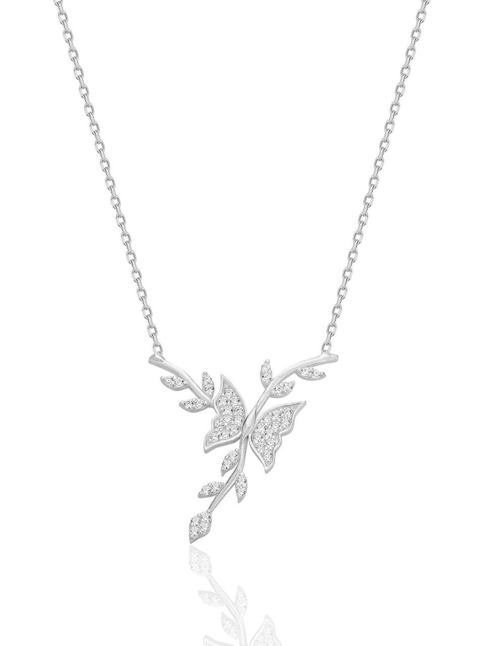 Nisan Kette und Anhänger Set, 925 Sterling Silber – Schmetterling auf Zweig günstig online kaufen