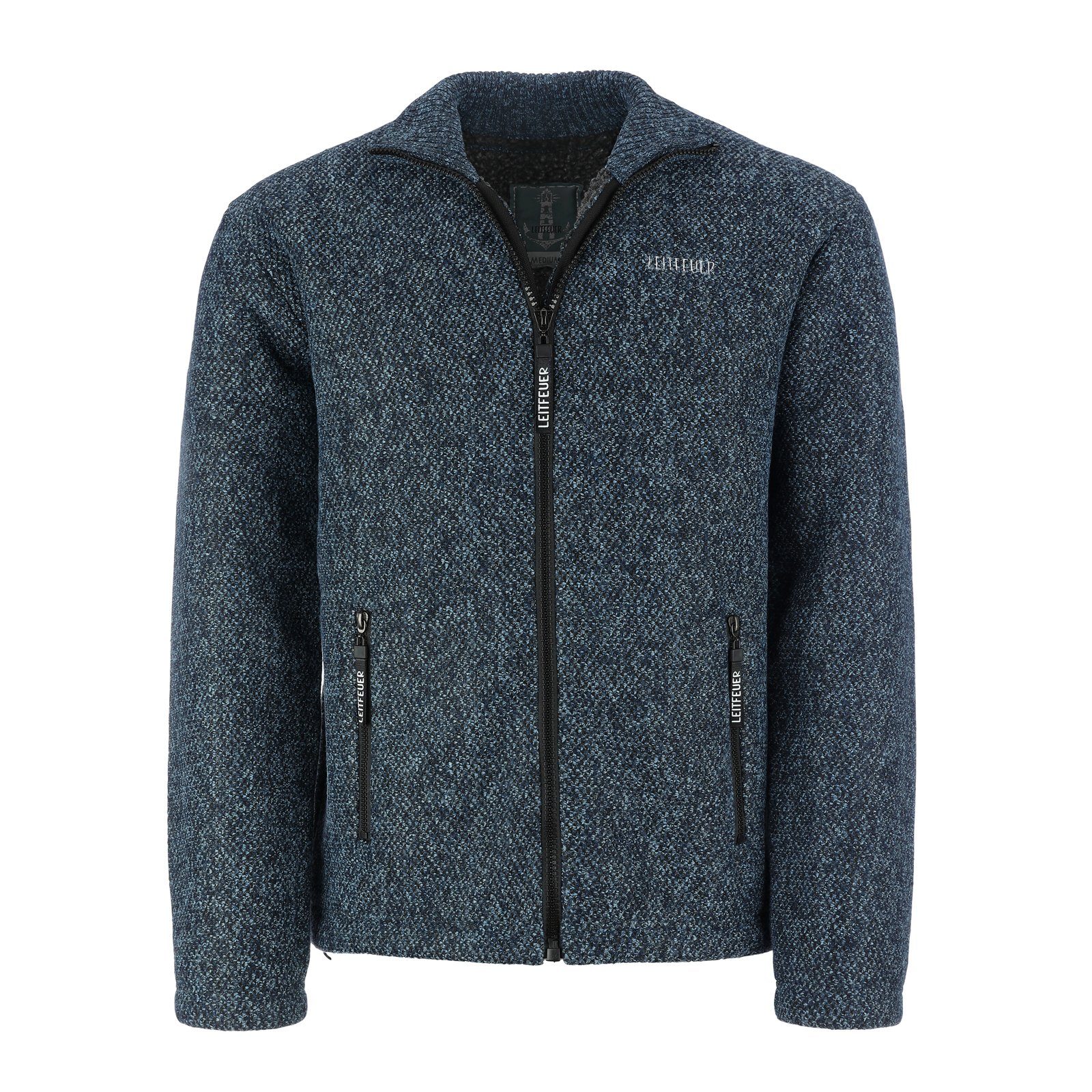 Leitfeuer Strickfleecejacke Herren Fleecejacke Melange - Strickjacke mit Reißverschluss