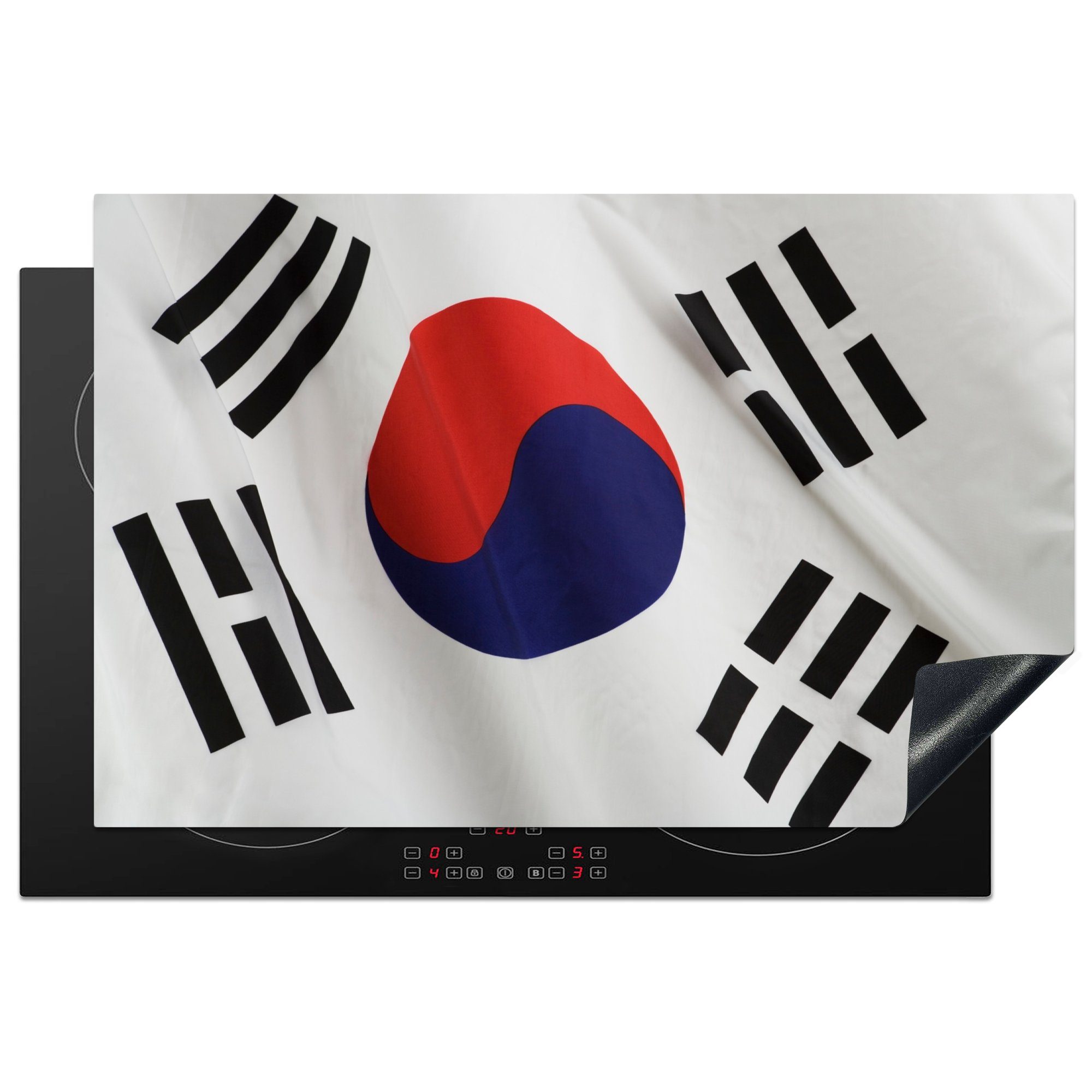 MuchoWow Herdblende-/Abdeckplatte Nahaufnahme der Flagge von Südkorea, Vinyl, (1 tlg), 81x52 cm, Induktionskochfeld Schutz für die küche, Ceranfeldabdeckung