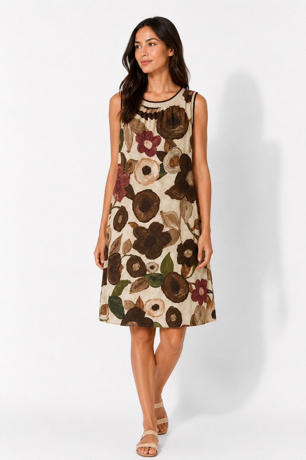 ITALY VIBES Sommerkleid - florales Viskosekleid in A-Linie - Etuikleid für Damen ONE SIZE - passend für Größen S - L