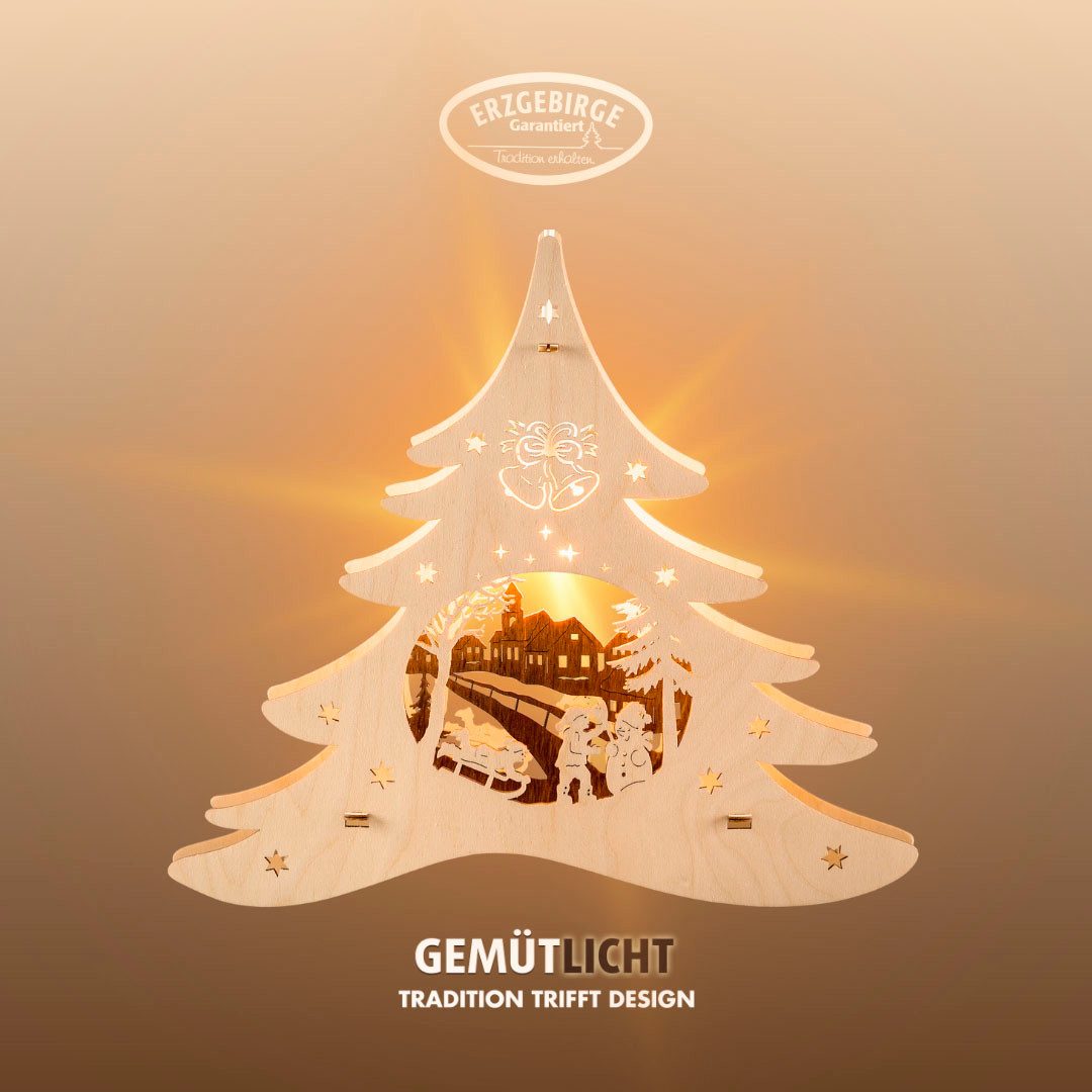 Weigla Dekobaum beleuchtetes Fensterbild Tannenbaum Winterspaß, Made in Ger günstig online kaufen