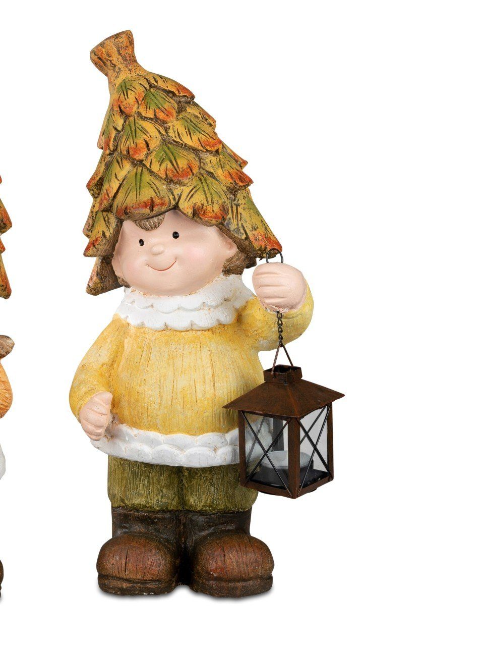 Moderne Frau Skulptur Aus Kunststein – 30 Cm Hoch, Handy & Kaffeebecher, Mehrfarbig