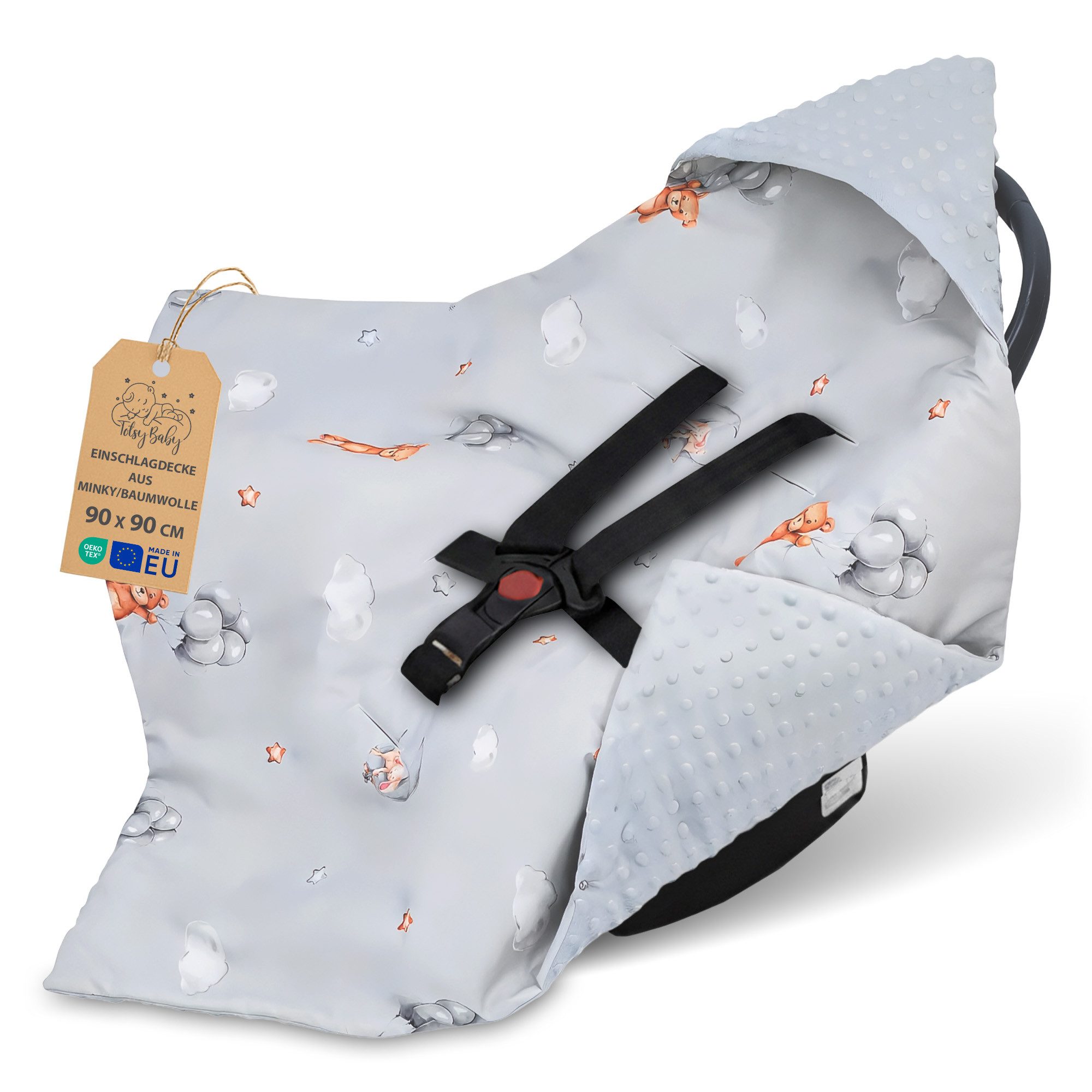 Einschlagdecke Einschlagdecke Babyschale Decke Kinderwagen 90x90cm - universal baby, Totsy Baby
