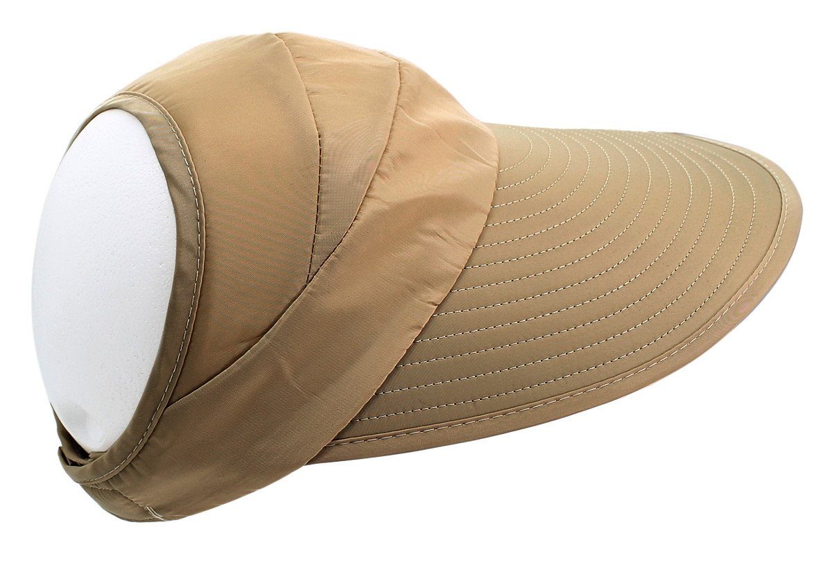 Schirmmütze Faltbarer One Kappe K022-Dunkelbeige Sonnenvisor Damen dy_mode Sonnenhut Visor Visor Size