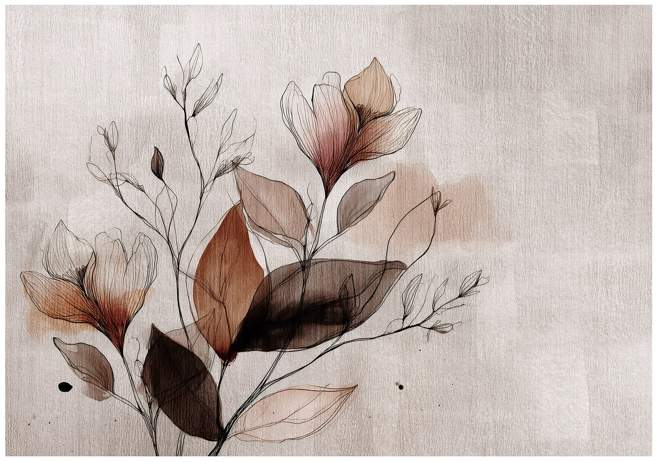 Wallarena Fototapete Grau Art déco Blätter Vlies Tapete Wohnzimmer Schlafzimmer Wandtapete, Glatt Vlies oder Struktur Vinyl, Grau, Art déco, Blätter, Braun, (Vlies Fototapete, Vlies Fototapete), Vliestapete schwarz Wohnzimmer Schlafzimmer Küche Tapete + Kleister