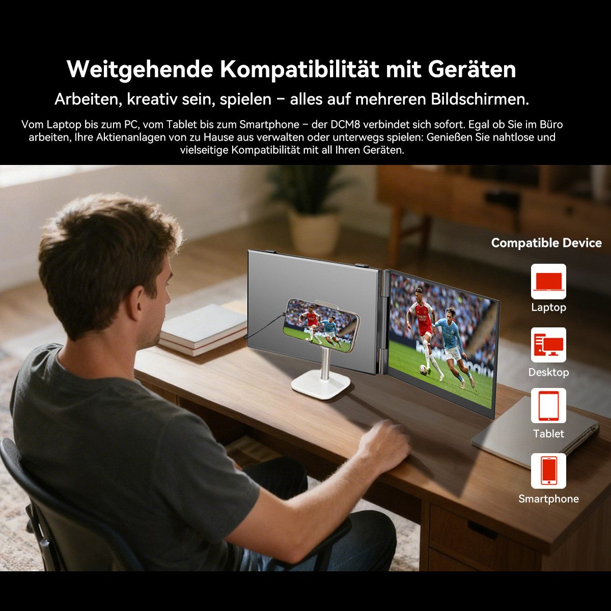 blackview 15,6 Zoll Gaming Monitor DCM8 IPS 1920x1200 FHD, Dual-Screen, LCD, 2K- Portabler Monitor (38,9 cm/15.6 ", 1920*1200 px, Full HD, 60 Hz, IPS, Laptop Bildschirm Erweiterung/Smartphone/PC/Mac/Switch/PS5/Xbox)