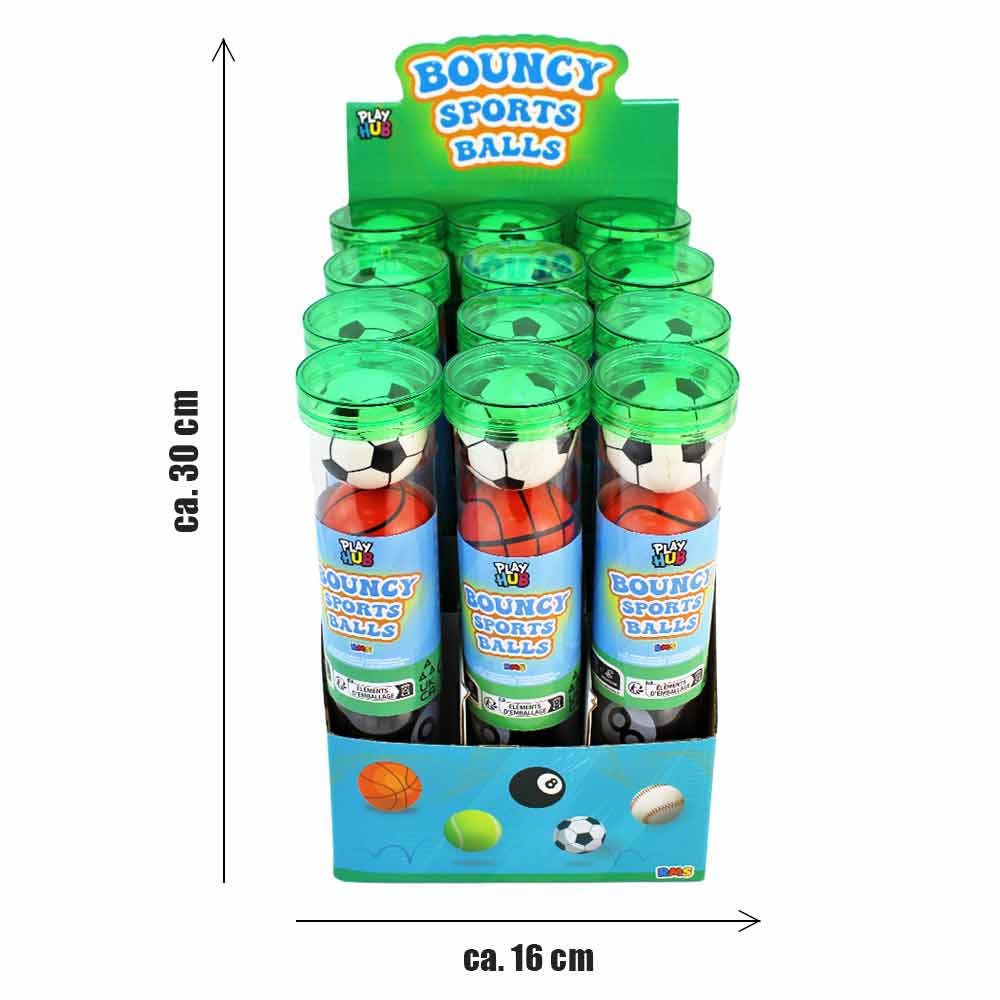 BEMIRO Flummi Flummi 40 mm Sportball Motiv 12x im Display (12-St)