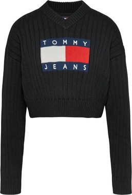 Tommy Jeans Strickpullover TJW VNCK CENTER FLAG SWEATER EXT mit Tommy Jeans Center Logo-Flag