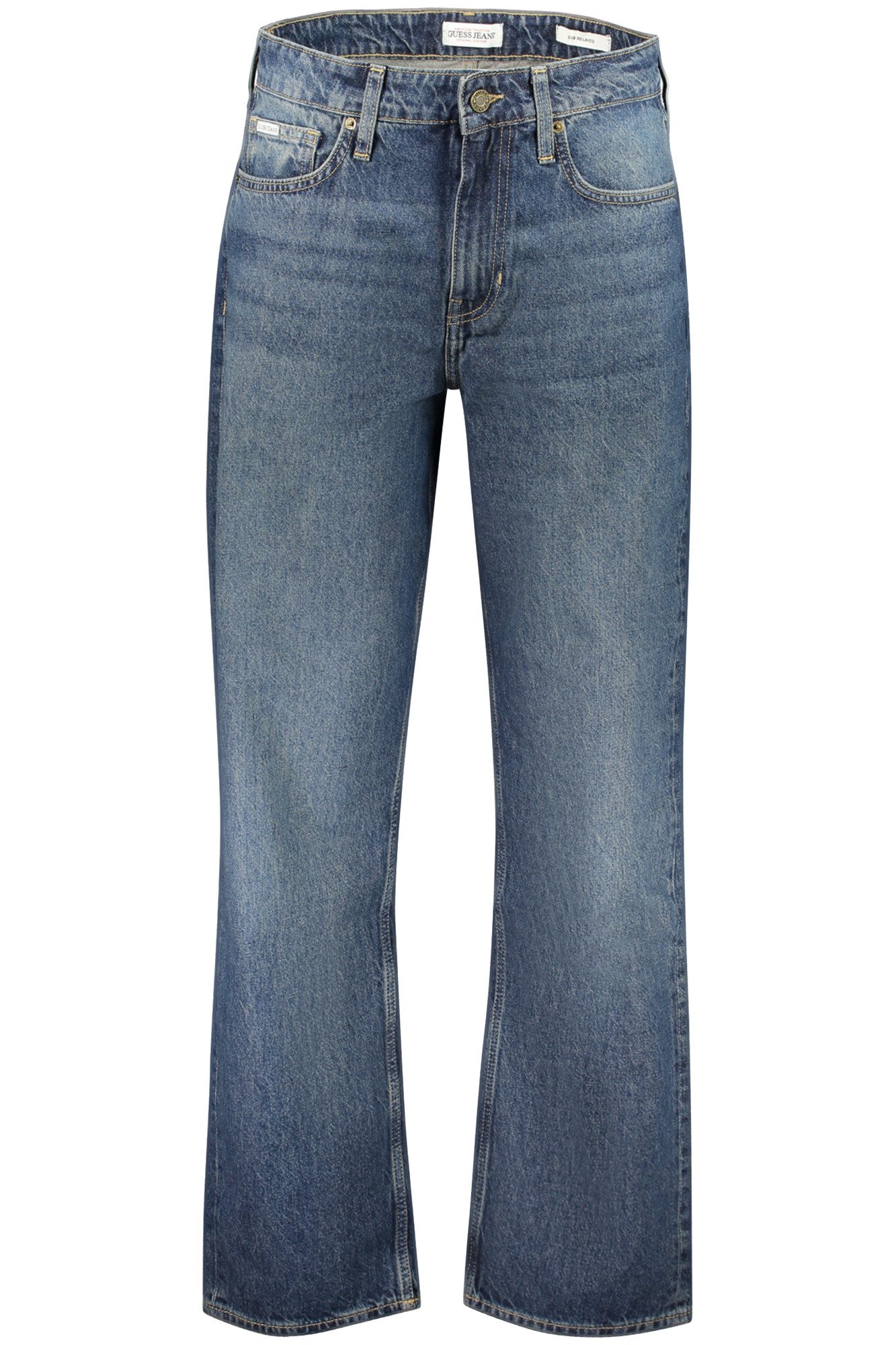 GUESS JEANS 5-Pocket-Jeans Herren Relaxed Fit Jeans Blau: 5-Pocket, Verwaschen, Mit Logo