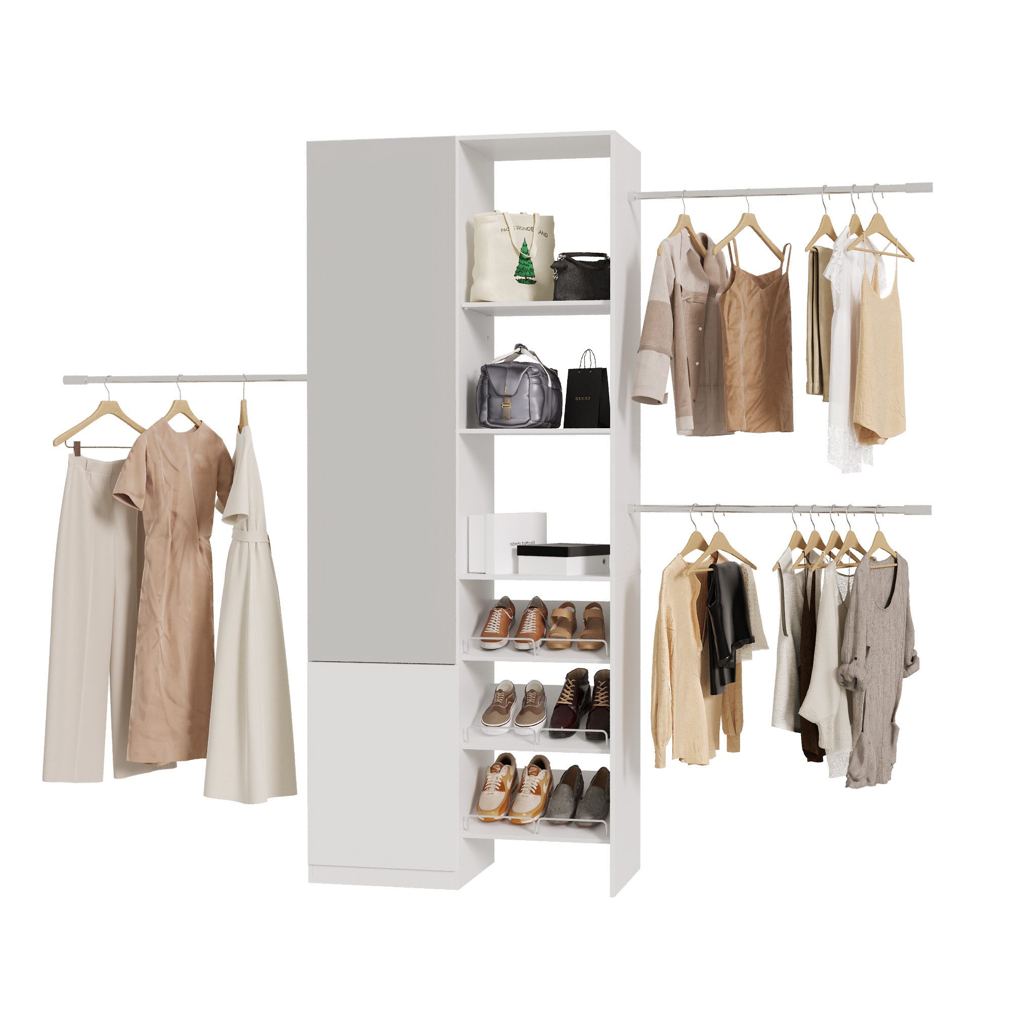 FUFU&GAGA Kleiderschrank Kleiderschrank mit Spiegel, Schubladen und verstel günstig online kaufen