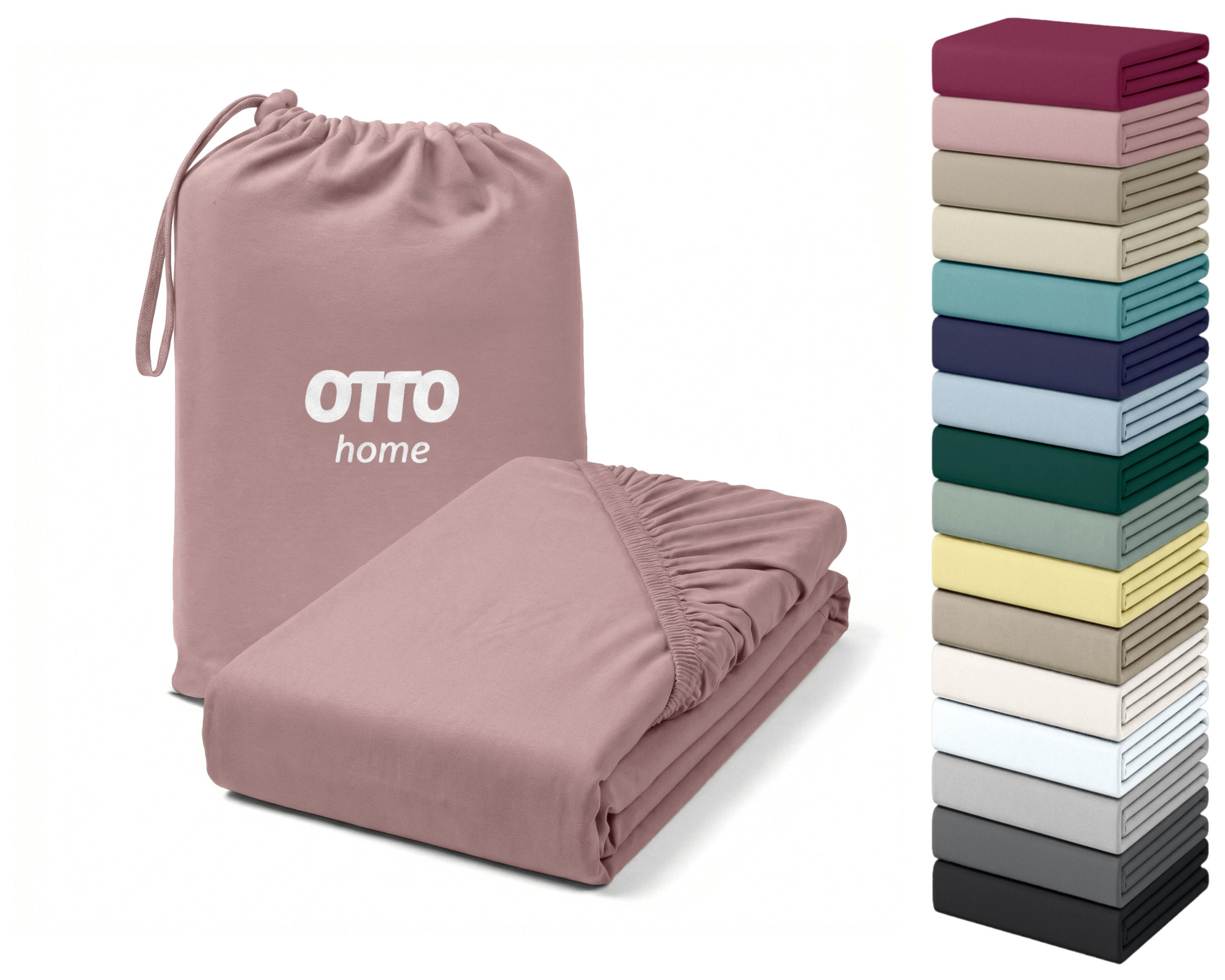 OTTO home Spannbettlaken Cremona PREMIUM Qualität, Baumwolle mit Elasthan 145g/m² und 180g/m², Single-Jersey, Gummizug: rundum, (1 Stück), Jersey Bettlaken ab Größe 90x200 cm, Strapazierfähig und langlebig