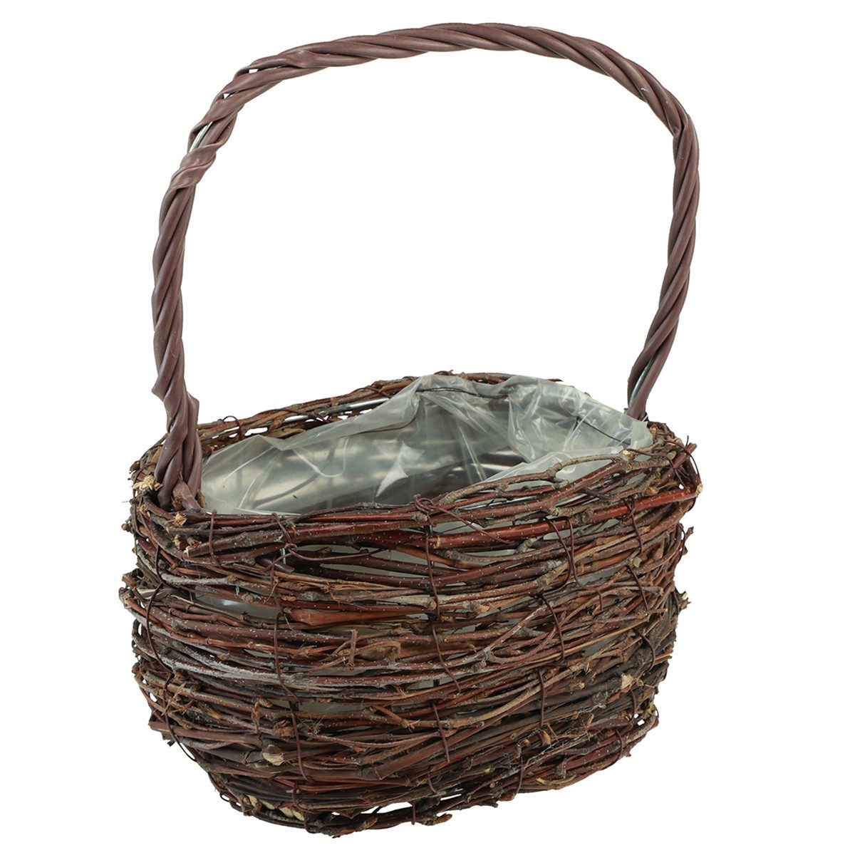 Dekokorb Korb Birke Pflanzkorb Folie Henkel Deko Landhaus H28,5cm