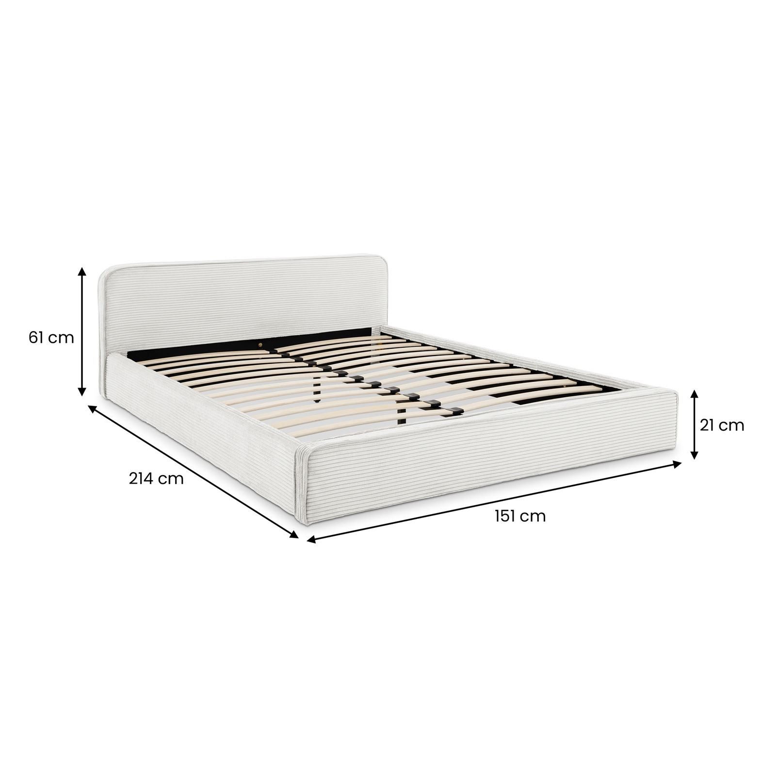 IDIMEX Polsterbett CURSIO, Doppelbett 140x200 cm mit Lattenrost in Cord-Optik Off-White