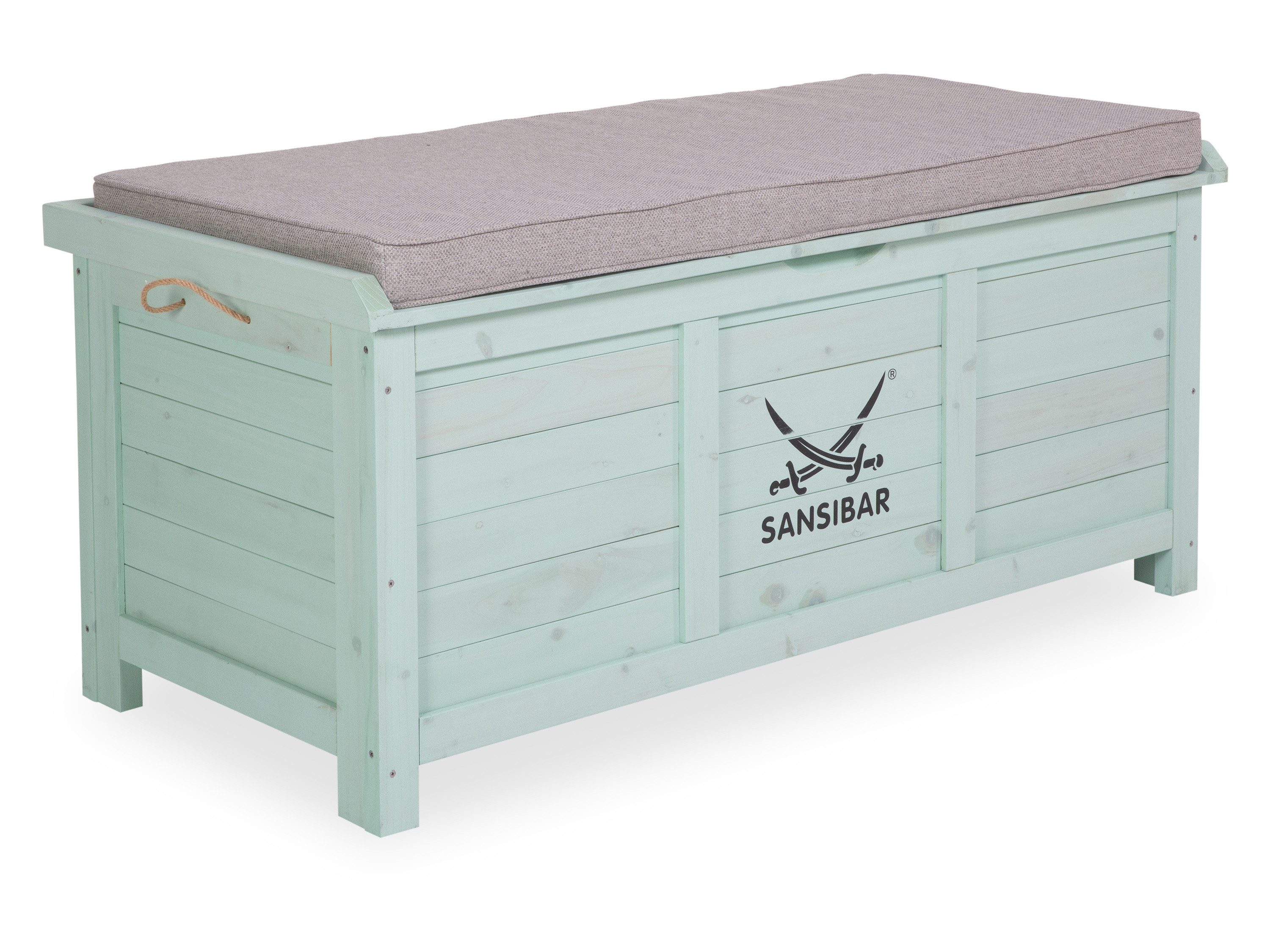 SANSIBAR LIVING Truhe Gartentruhe SANSIBAR LAHOLM BHT 120x60x54 cm grün
