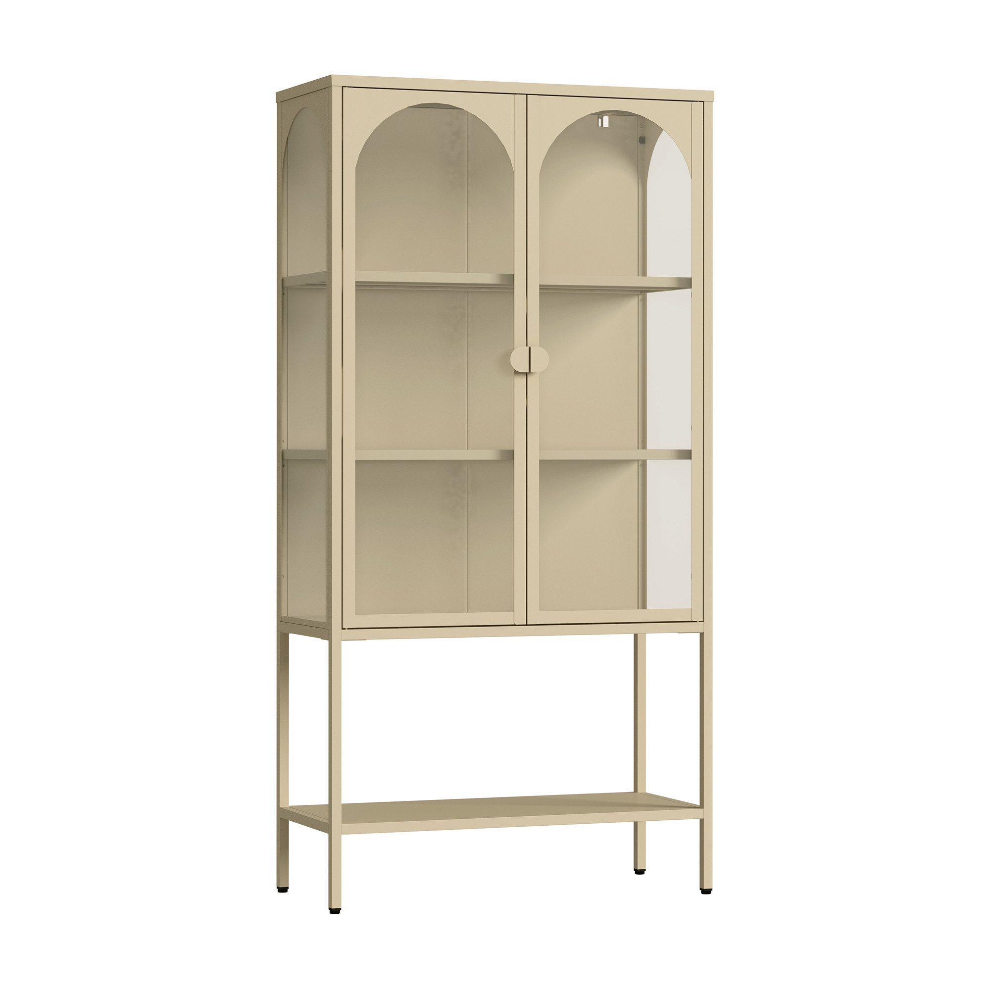 en.casa Standvitrine »Klippestad« mit 2 Türen Stahl 160 x 80 x 35 cm Kamelfarben