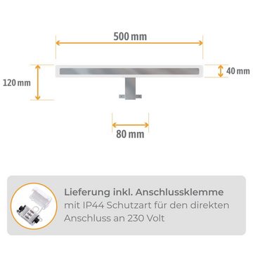 SSC-LUXon LED Bilderleuchte LINA 3-in-1 Bad Spiegelleuchte 50cm warmweiss LED 11W IP44 chrom, Warmweiß