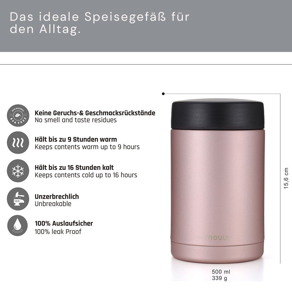 BPA Explorer 0,5L rosé moulo Isoliergefäß, frei Edelstahl, matt, Thermobehälter