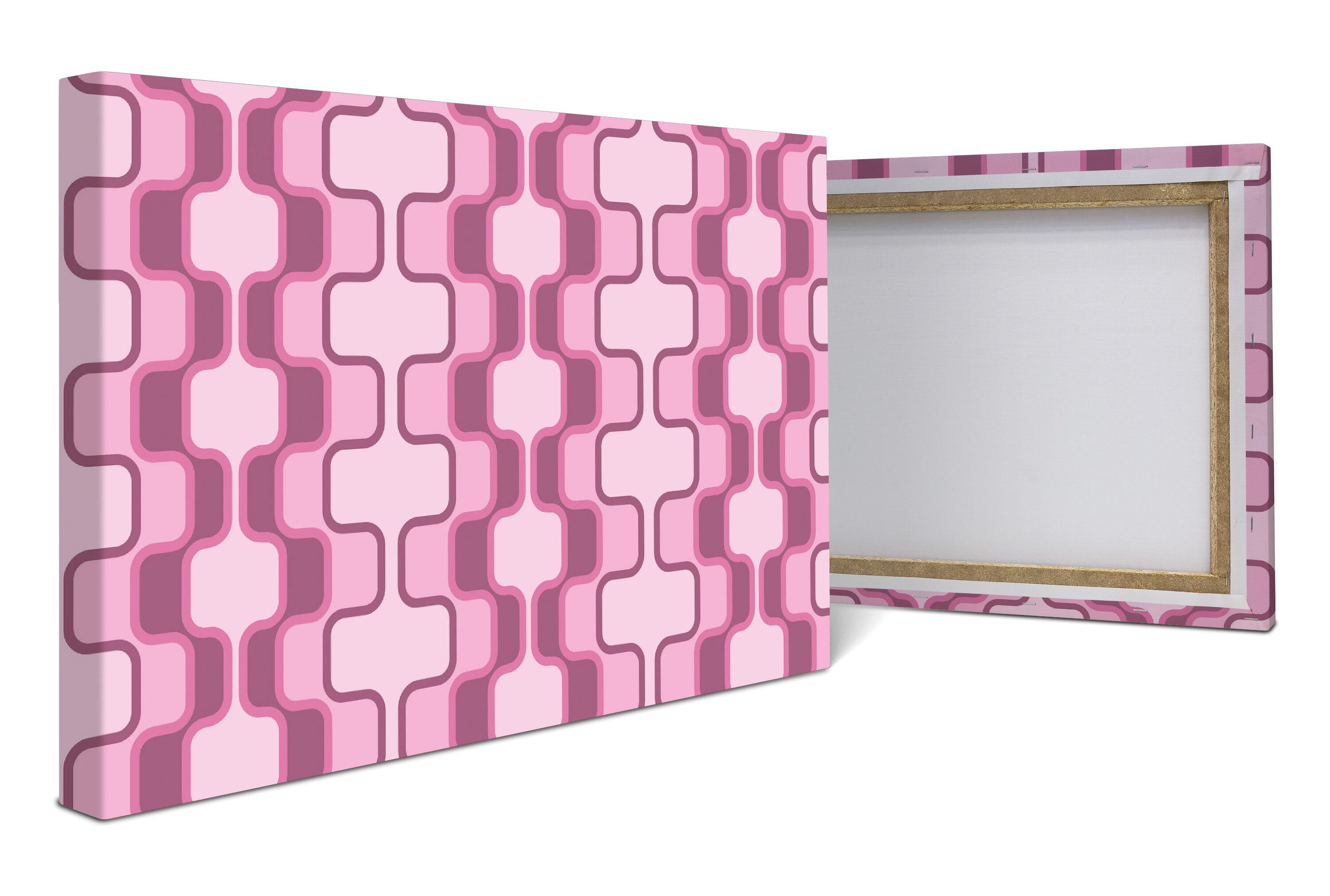 wandmotiv24 Leinwandbild Retromuster Pink Muster, Abstrakt (1 St), Wandbild, Wanddeko, Leinwandbilder in versch. Größen