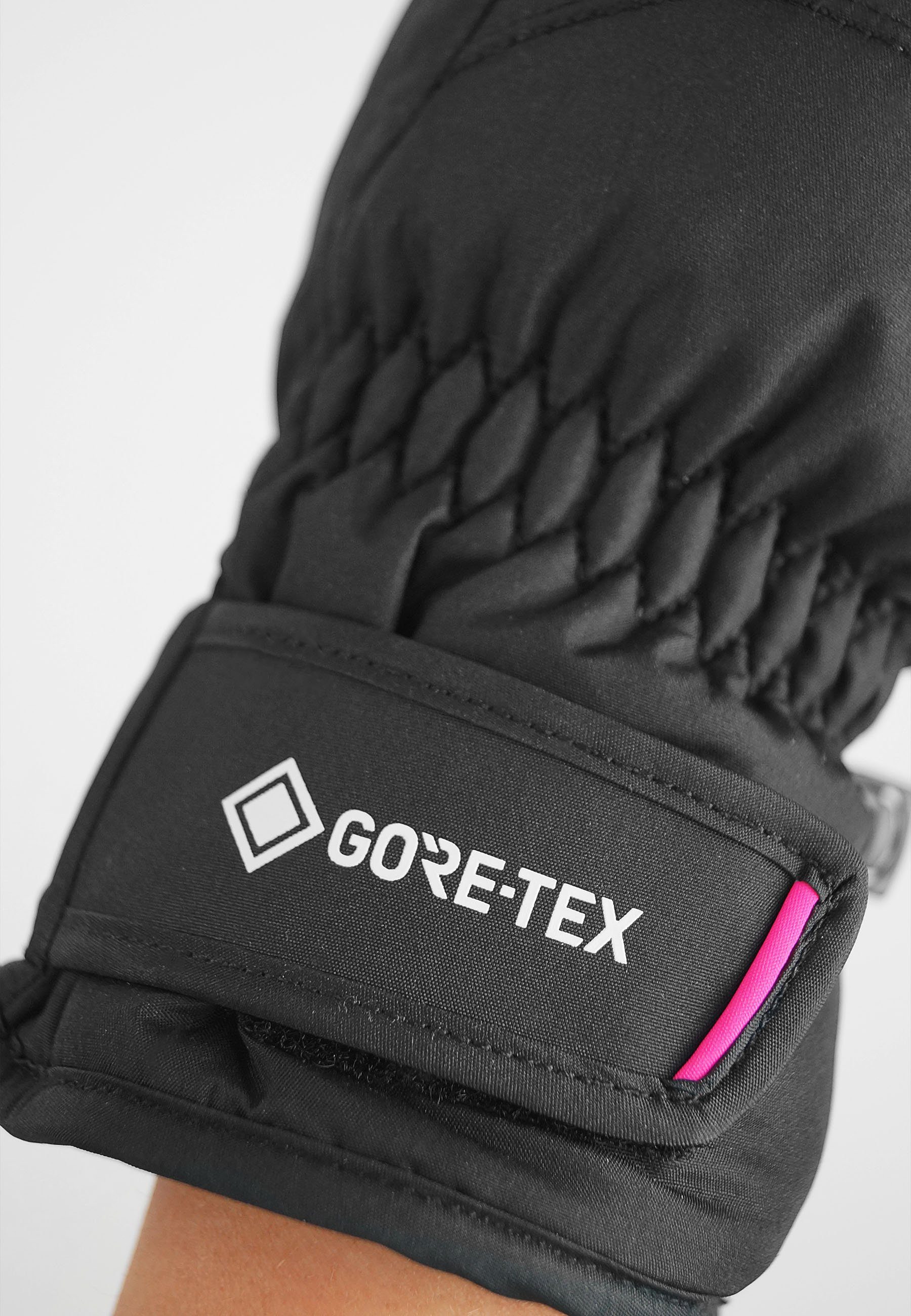 Reusch Skihandschuhe mit dunkelgrau-pink wasserdichter Funktionsmembran GORE-TEX Teddy