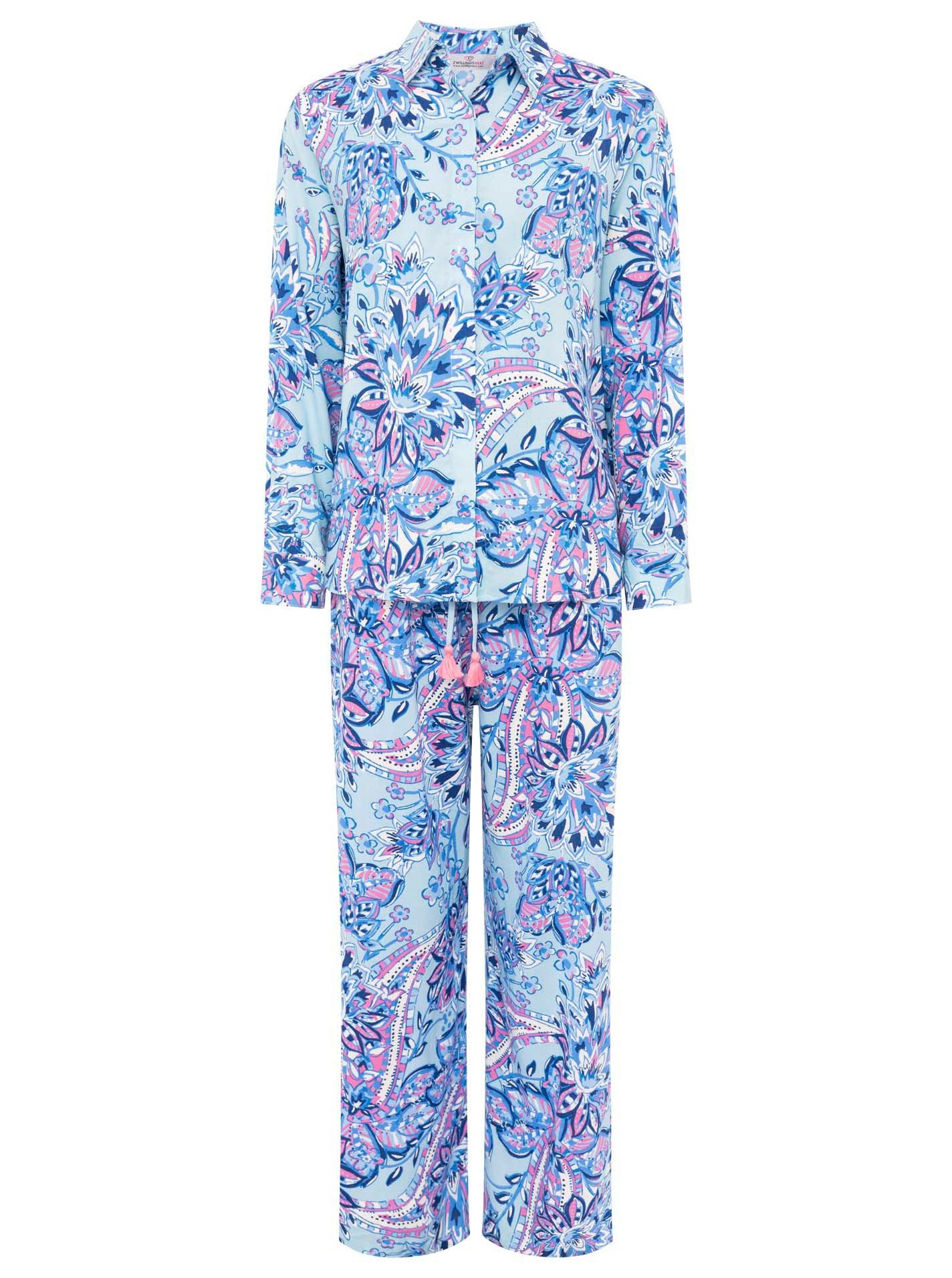 Zwillingsherz Shirtbluse "Happy Paisley" mit blauem Paisley Muster günstig online kaufen