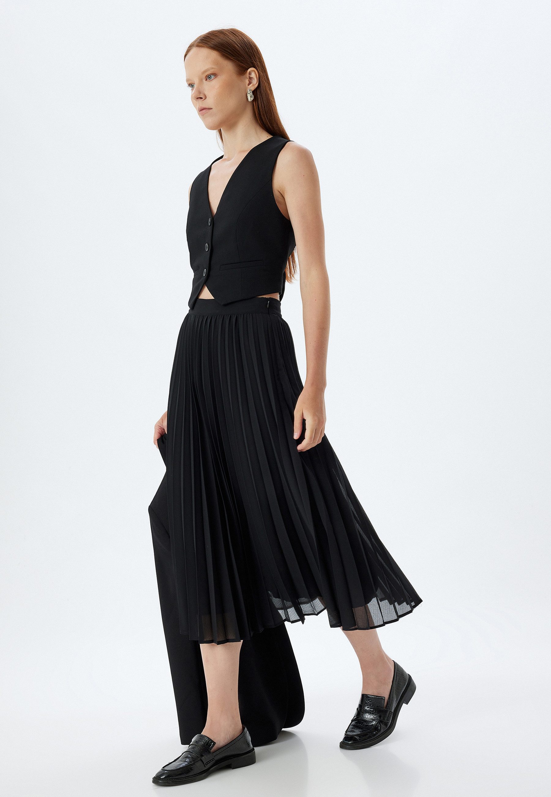 Koton Damen Kleid – Midilang, Schulterfrei, Mit Volant Und Bindeband Am Bund, 100% Viskose, Größe 44, Khaki