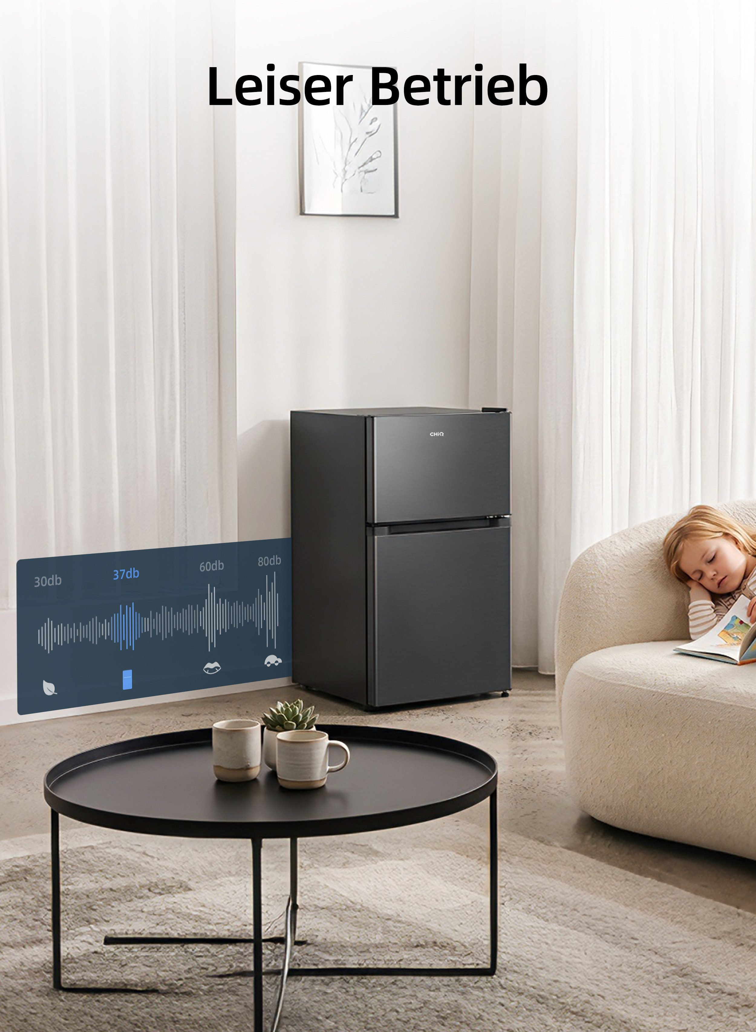 CHiQ Kühl-/Gefrierkombination Top Freezer CTM130LGE, 128.5 cm hoch, 44 cm breit, 4-Sterne-Gefrieren, 12 Jahre Garantie auf den Kompressor – Bild 4 von 5
