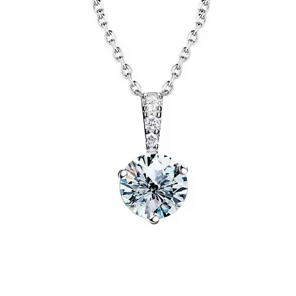Kette mit Anhänger elegante Kette mit Moissanite 5mm, 1,0 Ct, 925er Silber