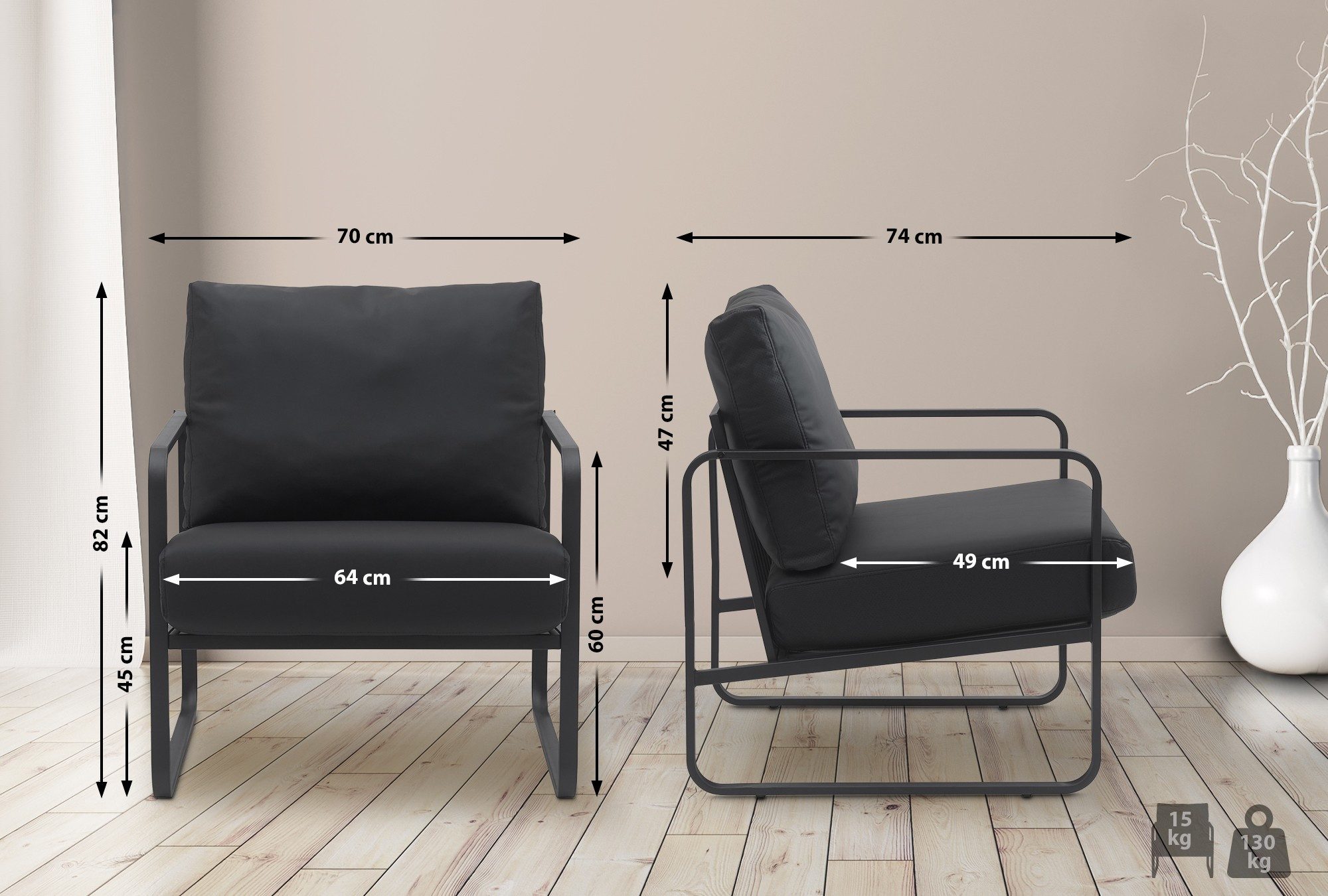 CLP Loungesessel Manea, gepolstert, mit Metallgestell günstig online kaufen