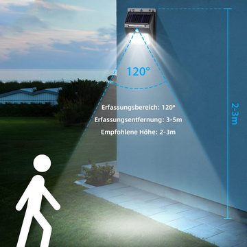 Salcar LED Solarleuchte Solarlampen für Außen mit Bewegungsmelder 3 Modi Wasserdicht, Wasserdichte Solar Aussenleuchte, Wandleuchte für Garte - 2 Stück