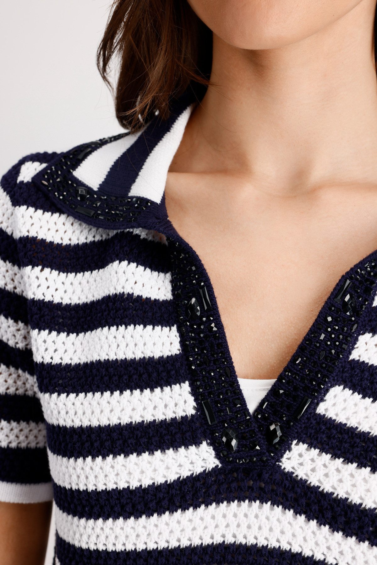 Monari Ajourpullover Regular fit mit Strasssteinen