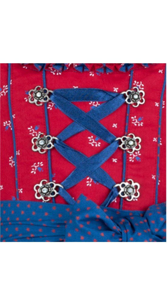 Set in 3-teilig von Kinder teiliges Original Stil Nübler Nübler 3 Schürze, aus Bluse und Emilia Dirndl Dirndl, Rot-Blau Tracht bayerischen im Kinderdirndl
