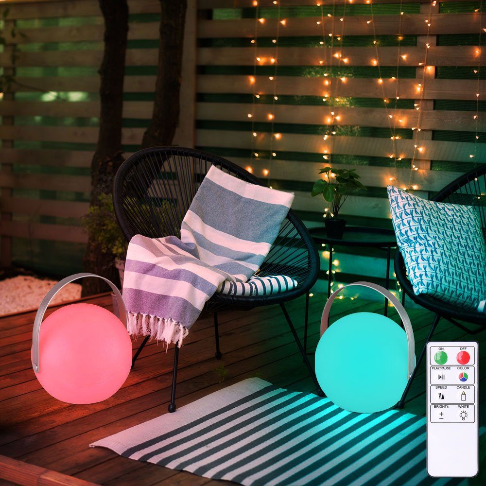 etc-shop LED Dekolicht, LED-Leuchtmittel fest verbaut, Warmweiß, Farbwechsel, Gartendeko Kugelleuchte mit Fernbedienung