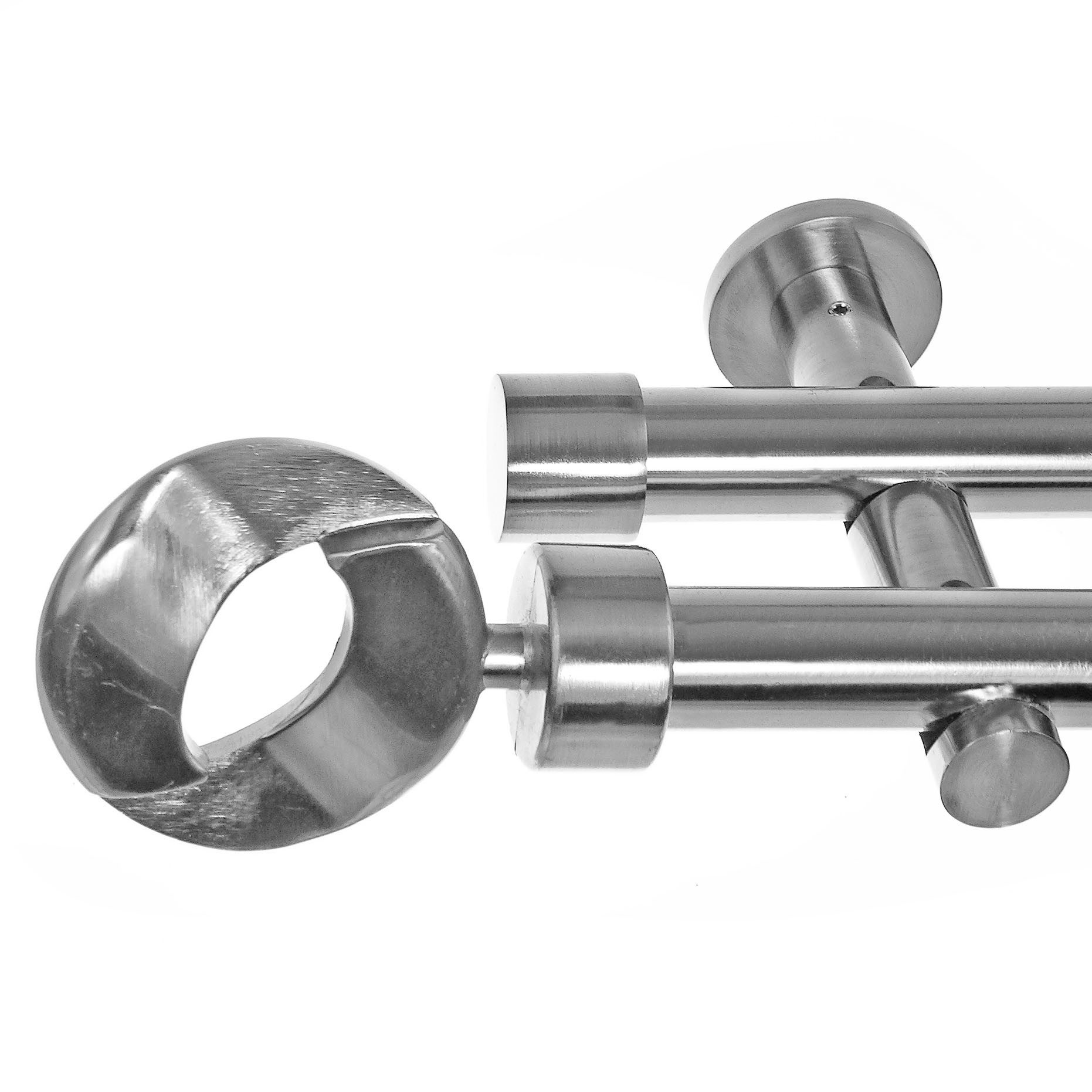 BASIT Gardinenstange Edelstahloptik 20mm mit Wandträgern 120 cm E83, Ø 20 m günstig online kaufen