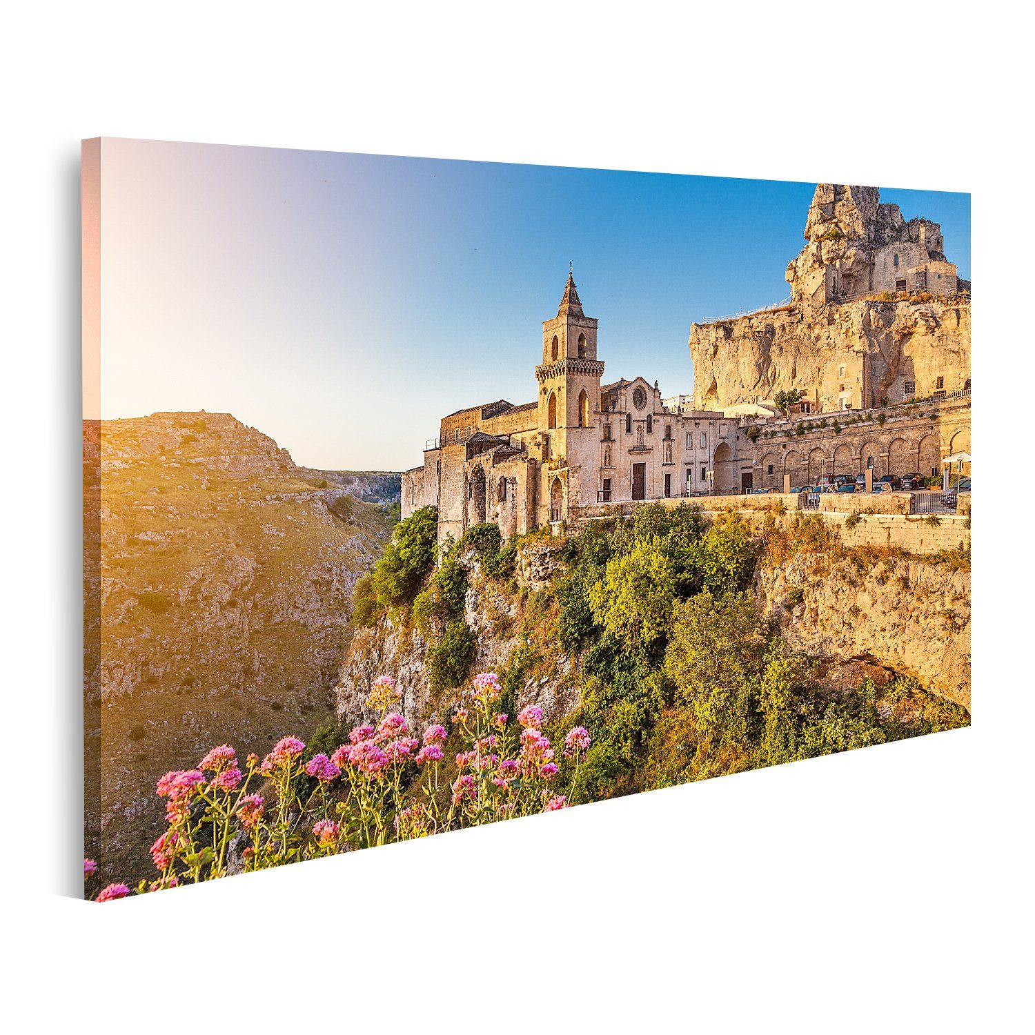 Leinwandbild Bild auf Leinwand Antike Stadt Matera bei Sonnenaufgang Basilikata Süd