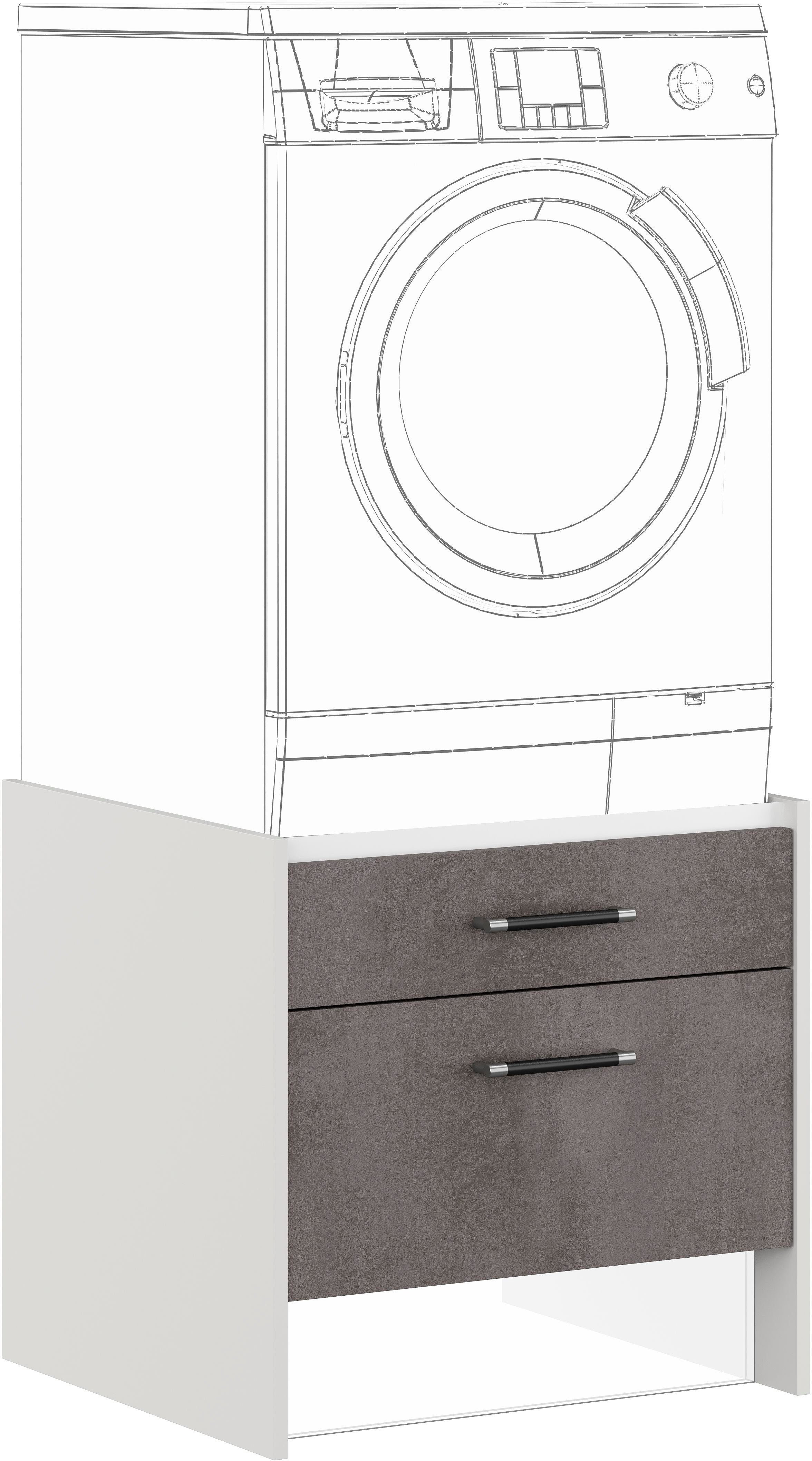 IMPULS KÜCHEN Waschmaschinenumbauschrank "Prag", Breite/Höhe: 64/61,5 cm, mit Soft-Close mit Schubkasten, mit Auszug, mit Auflagen für Wäschekorb