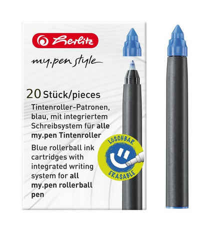 Herlitz Füllhalter 20 Herlitz Tintenroller-Patronen "my.pen" / königsblau