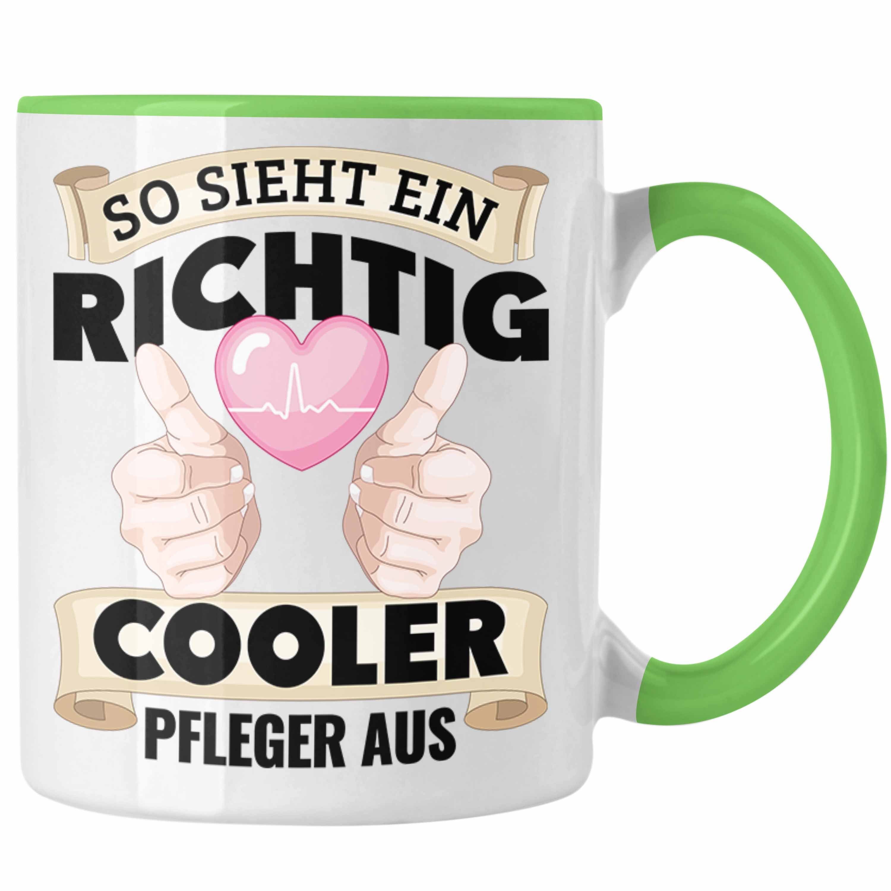 Trendation Tasse Pfleger Tasse Geschenk Altenpfleger Geschenkidee Pflegekraft Krankenpf Grün