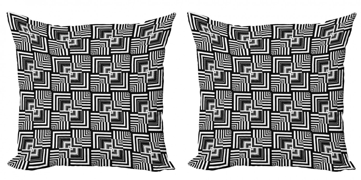 Doppelseitiger und (2 Accent Abakuhaus weiß Digitaldruck, Stück), geometrische Kunst Kissenbezüge Modern Schwarz