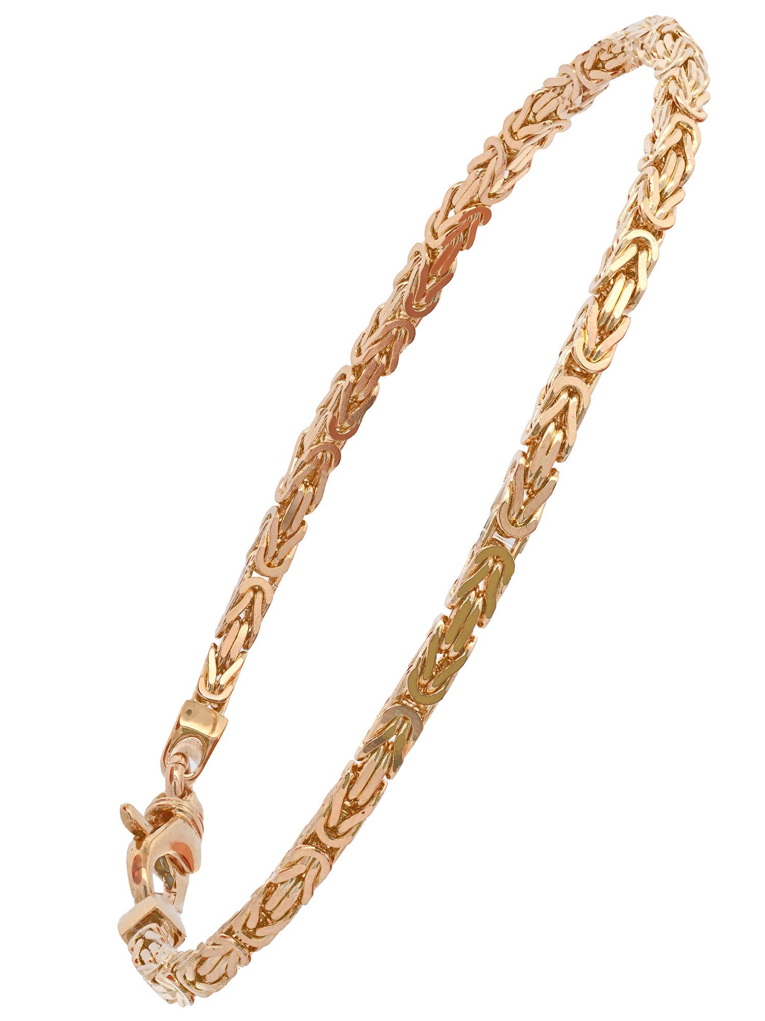 HOPLO Goldarmband Goldarmband Königskette Breite 2,5 mm 19 cm massiv 750-18 Karat Gold, Made in Germany