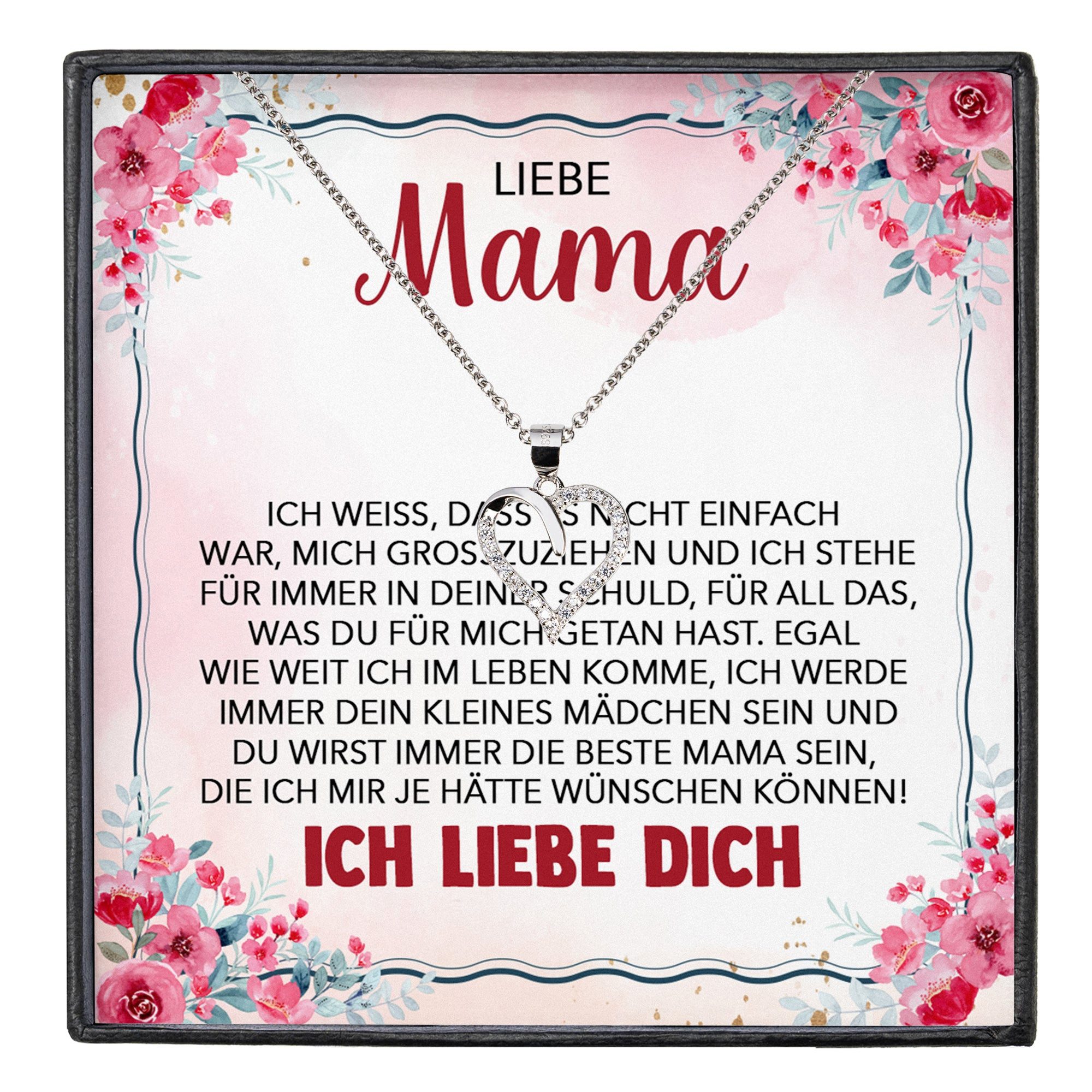22Feels Schmuckset Liebe Mama Geschenk von Tochter Frauen Halskette Muttertag Damen Schmu (inkl. Geschenktasche, Karte, Poliertuch, Beutel), Silber 925/000, Karte Made In Germany