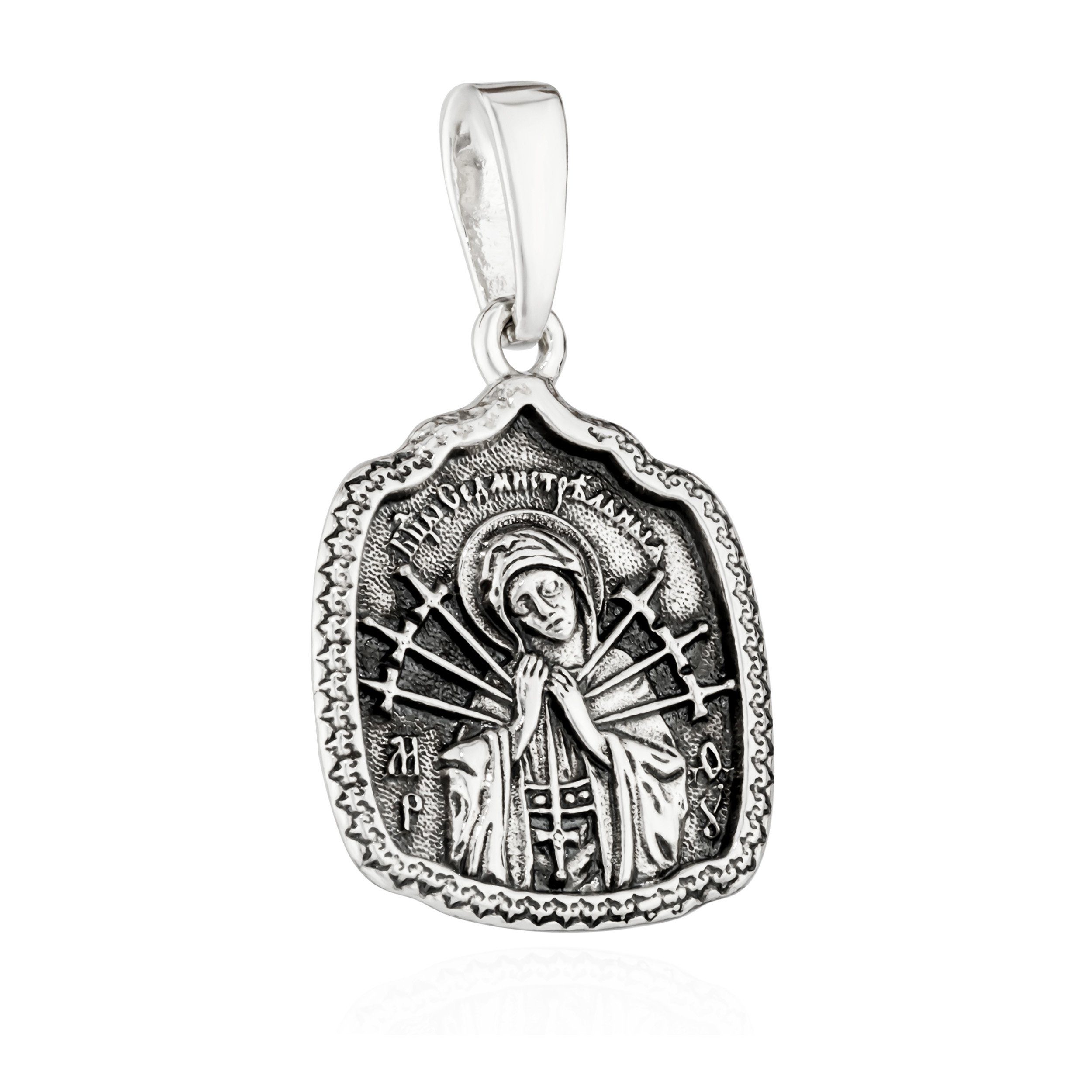 Kreuzanhänger Exquisiter Ikone Anhänger 925 Silber Mäßigung Der Bösen Herzen 19,5mm