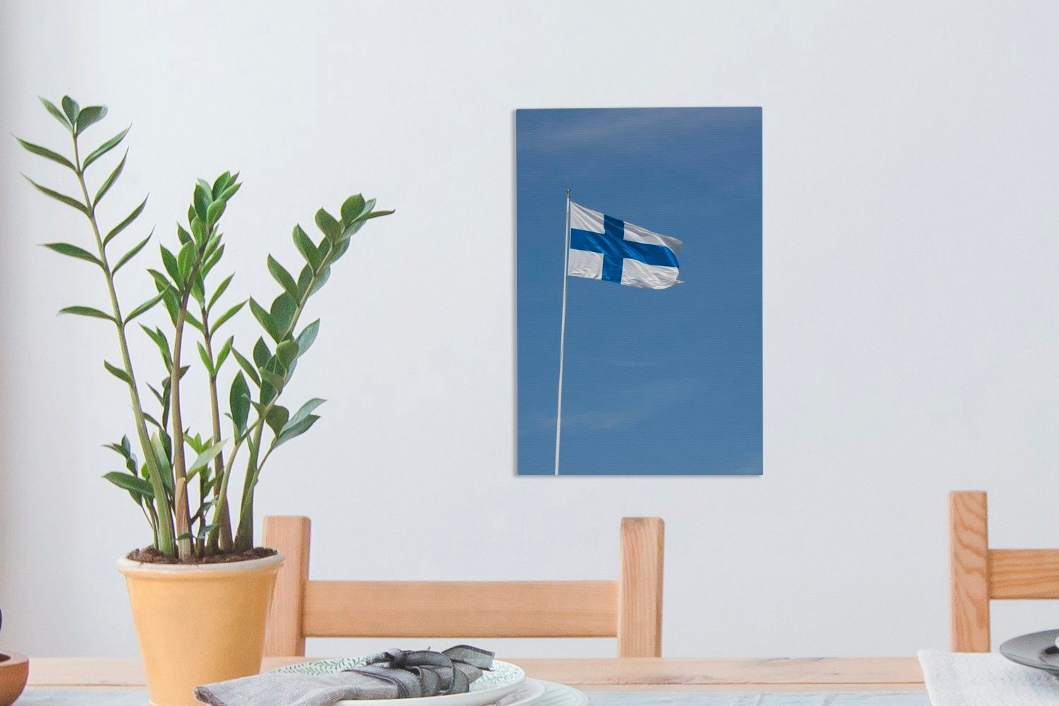 OneMillionCanvasses® Leinwandbild Die Flagge (1 Himmel, 20x30 blauem Finnland bespannt inkl. Gemälde, St), cm mit fertig von Zackenaufhänger, Leinwandbild