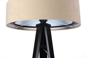 Licht-Erlebnisse Stehlampe MARLON, ohne Leuchtmittel, Dreibein Stehleuchte Wohnzimmer 145 cm klein Beige Braun Schwarz Stoff