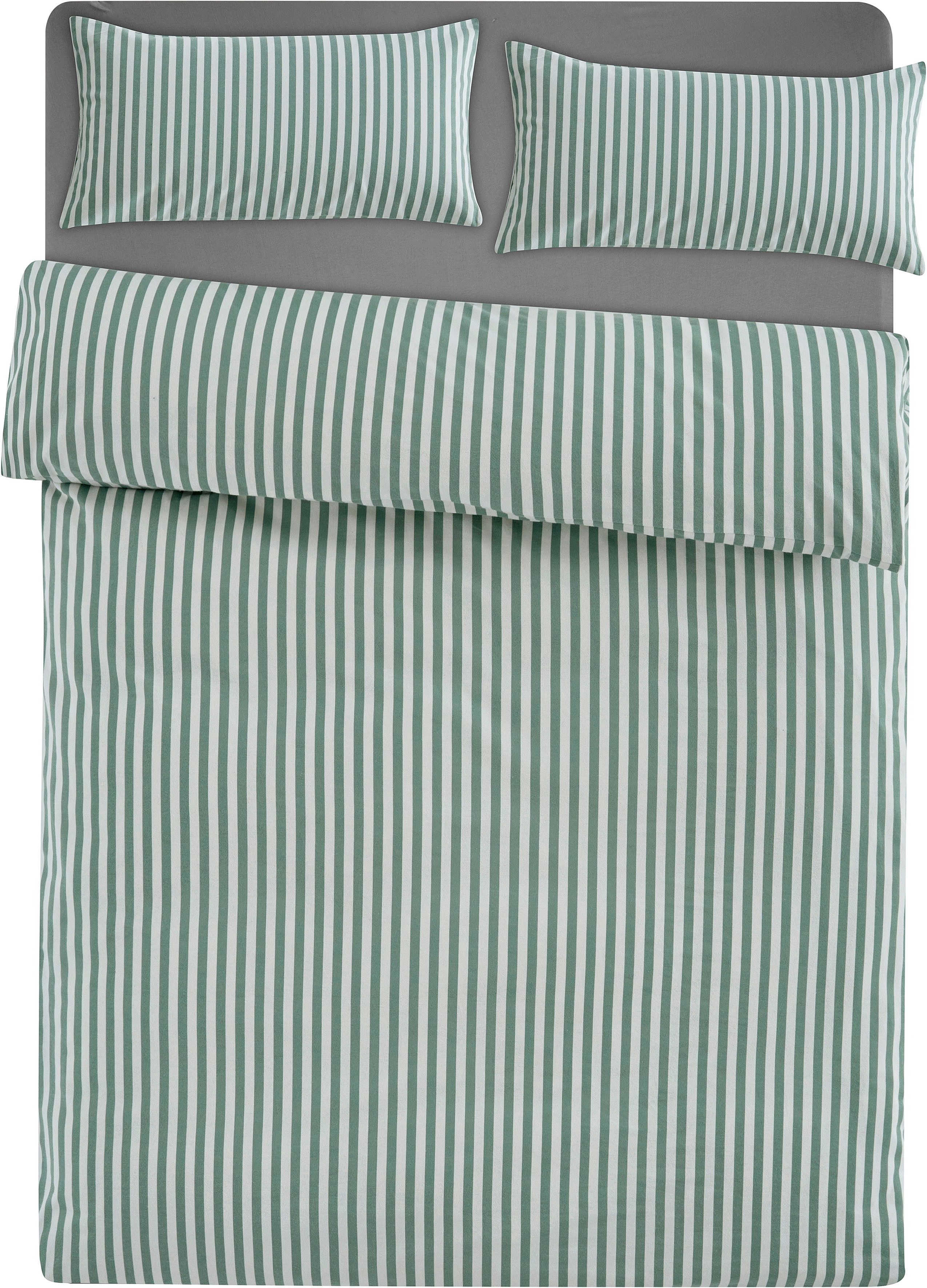 LeGer Home by Lena Gercke Bettwäsche Linnea, Flanell, 2 teilig, aus 100% Baumwolle, Streifendesign