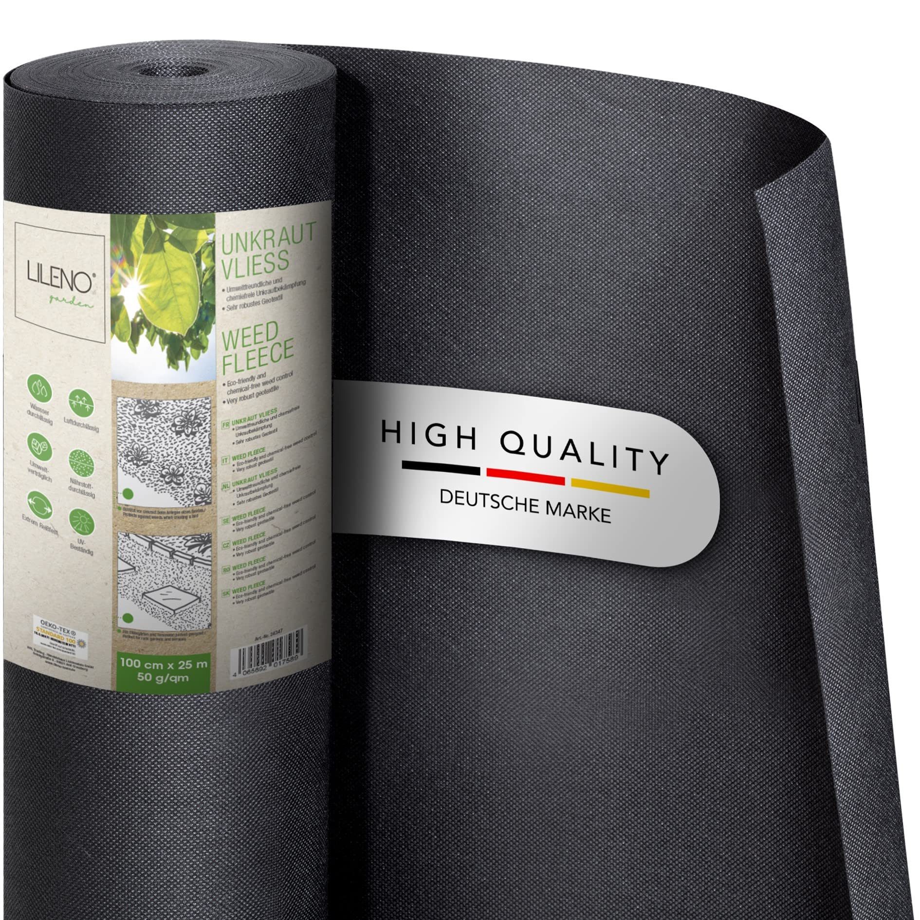 LILENO HOME Gartenvlies Unkrautvlies - Gartenvlies gegen Unkraut, auch als Unkrautgewebe, 25m² [50 g/qm] - Garten Unkrautfolie Wasserdurchlässig