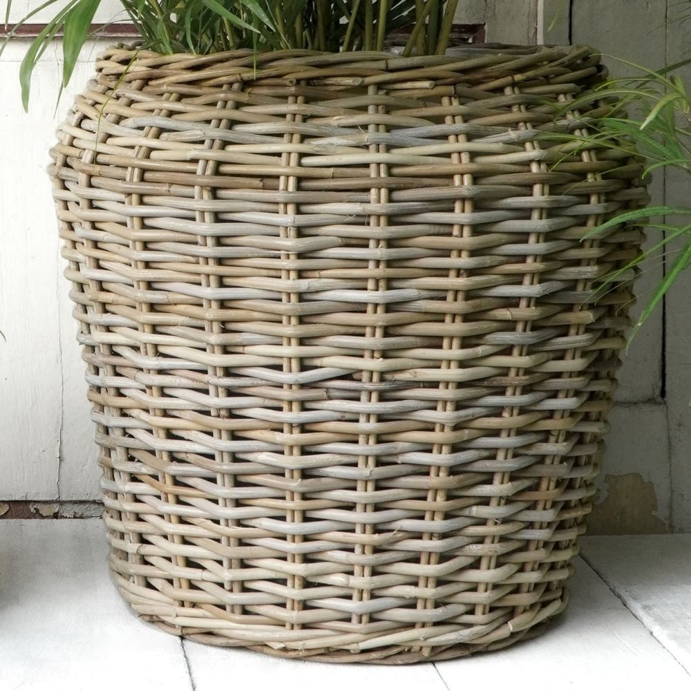 LebensWohnArt Dekokorb Pflanzkorb BÜSUM Natural Grey ca. 50cm Natur-Rattan günstig online kaufen