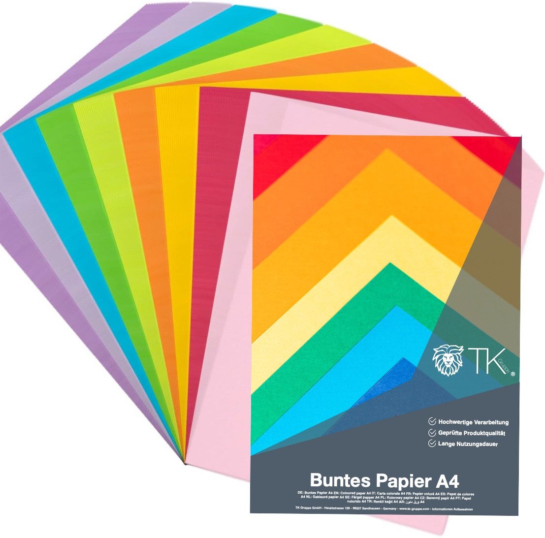 Bastelfreund® Bastelkartonpapier 100x Buntpapier A4 Buntes Papier 140 g/m² - Tonpapier Аксессуары для рукоделия, Bedruckbar; Papierstärke 120 g/m²