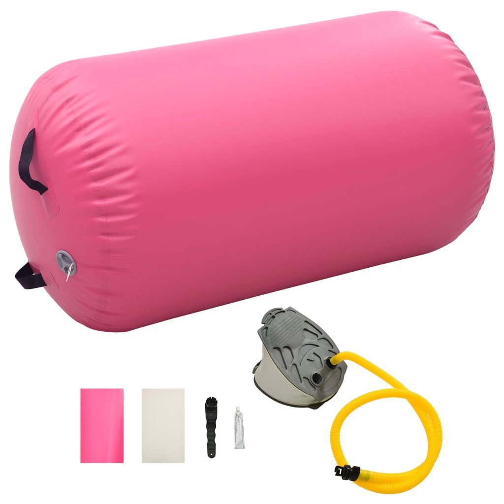 vidaXL Pilatesrolle Aufblasbare Gymnastik-Rolle mit Pumpe 100x60 cm PVC Rosa