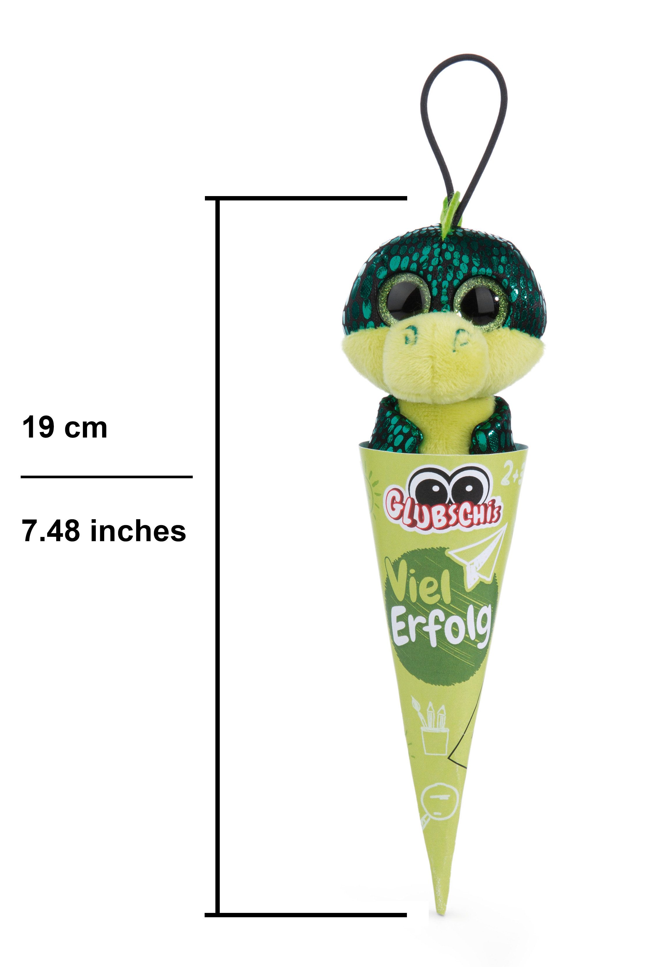 Nici Schultüte Glubschis Kuscheltier Anhänger 9 cm, Drache Parko Schlüsselanhänger, als Back to School Geschenk, mit großen Glitzeraugen